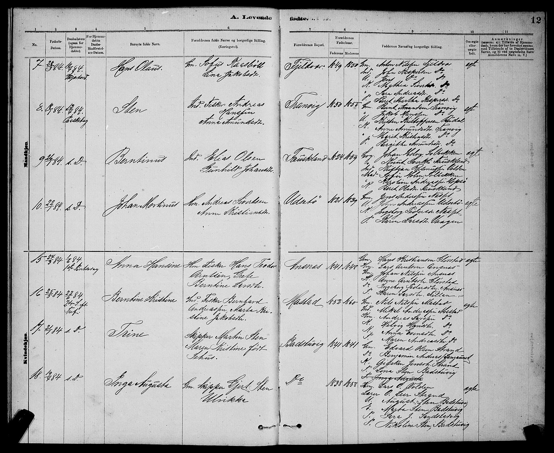Ministerialprotokoller, klokkerbøker og fødselsregistre - Sør-Trøndelag, SAT/A-1456/637/L0562: Klokkerbok nr. 637C03, 1883-1898, s. 12