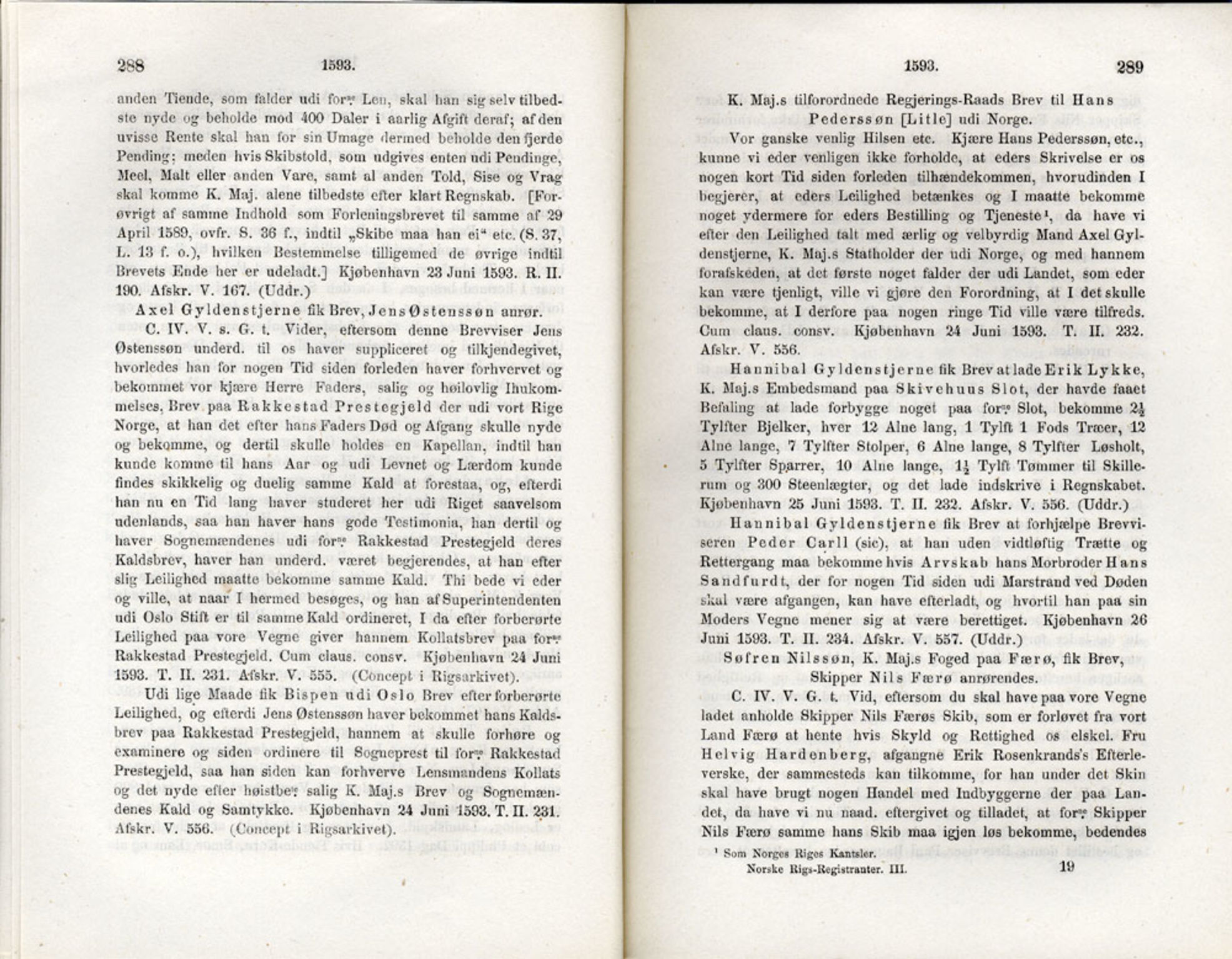 Publikasjoner utgitt av Det Norske Historiske Kildeskriftfond, PUBL/-/-/-: Norske Rigs-Registranter, bind 3, 1588-1602, s. 288-289