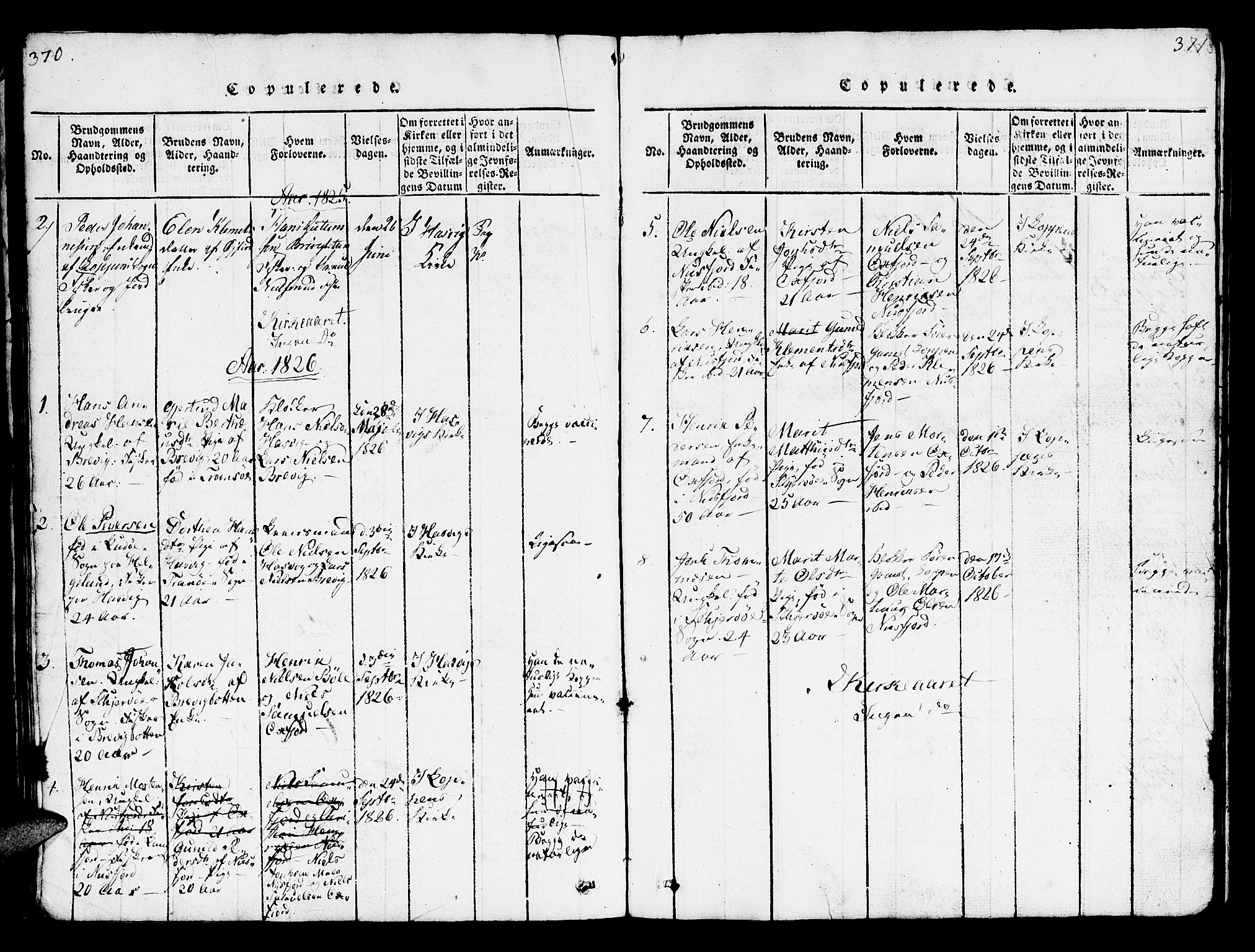 Loppa sokneprestkontor, AV/SATØ-S-1339/H/Hb/L0001klokker: Klokkerbok nr. 1, 1820-1849, s. 370-371