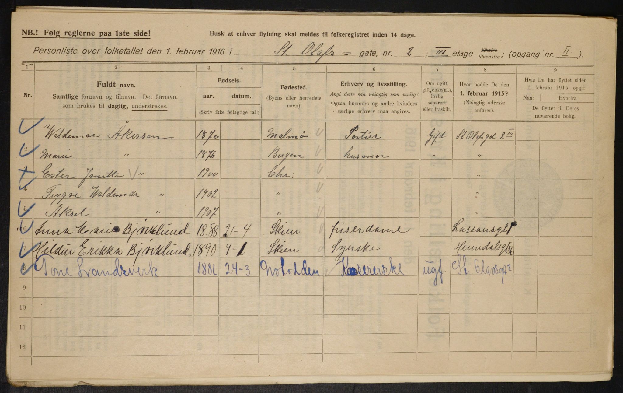 OBA, Kommunal folketelling 1.2.1916 for Kristiania, 1916, s. 90165