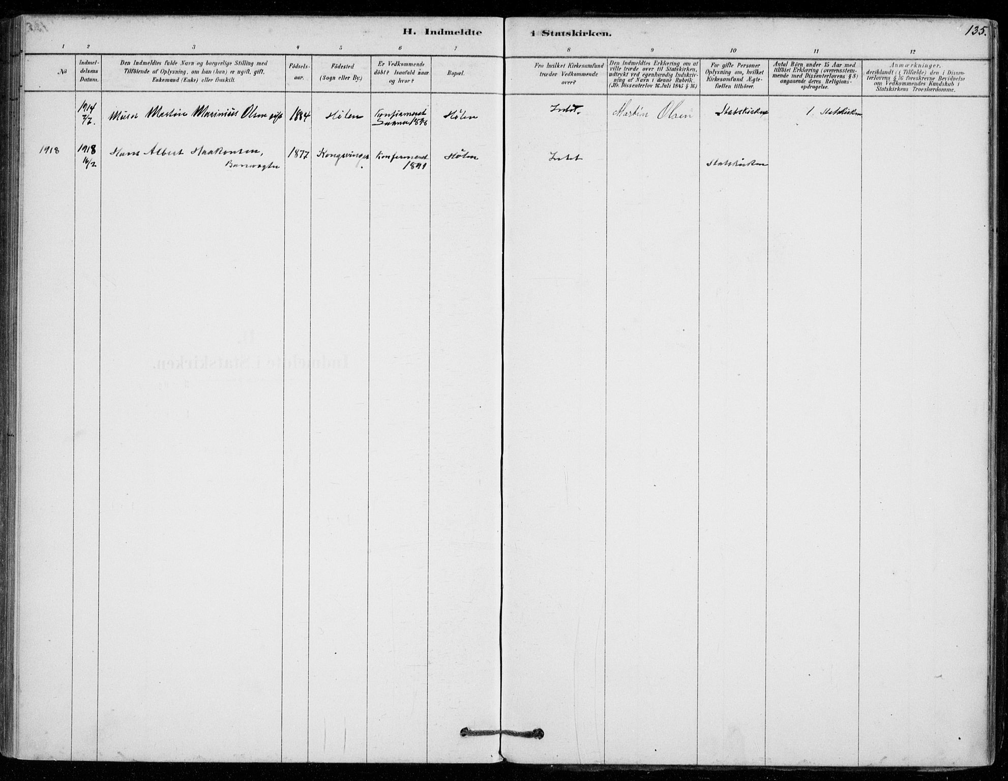 Vestby prestekontor Kirkebøker, SAO/A-10893/F/Fe/L0001: Ministerialbok nr. V 1, 1878-1931, s. 135