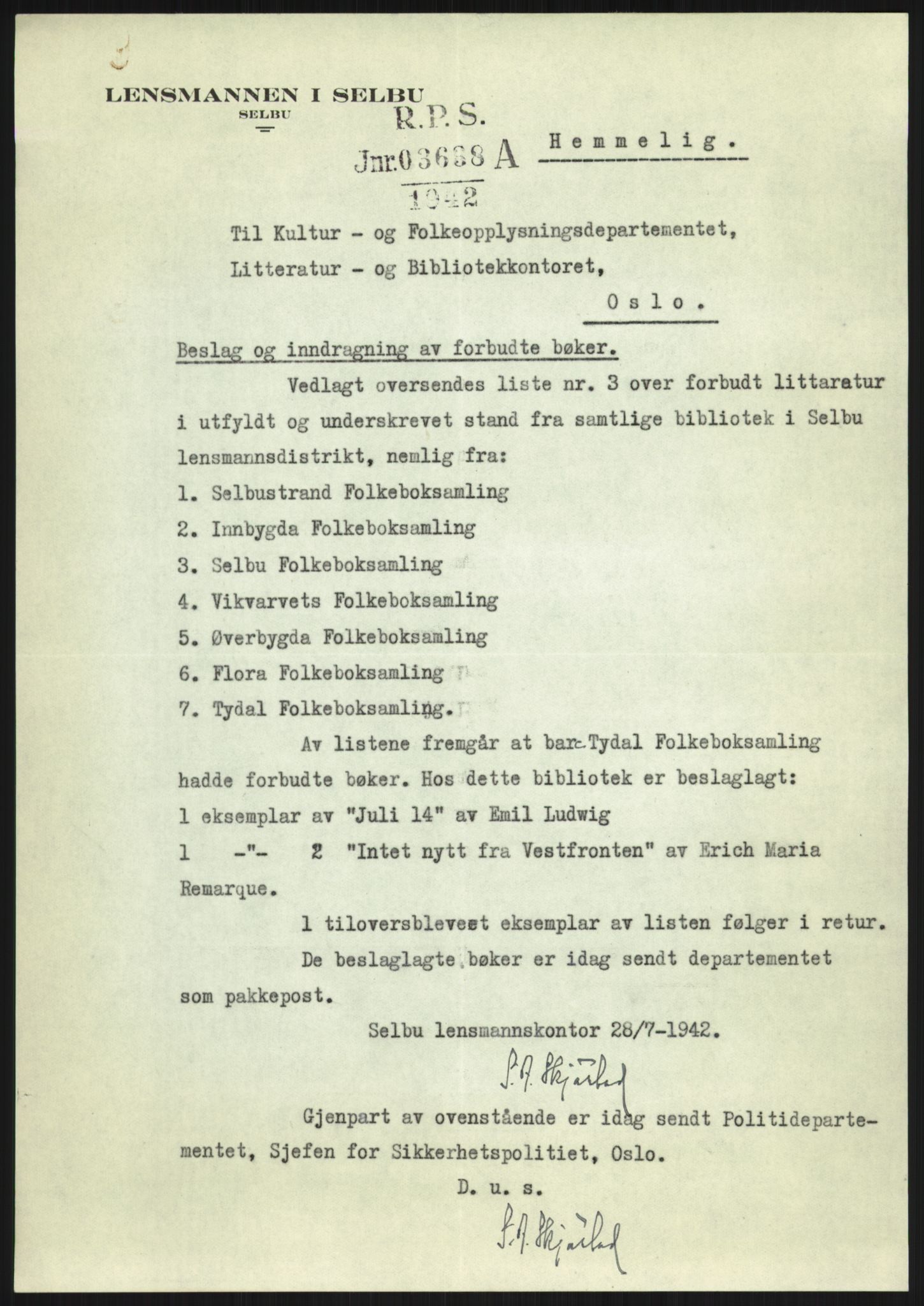 Statspolitiet - Hovedkontoret / Osloavdelingen, AV/RA-S-1329/F/L0091: Beslaglagt litteratur, 1941-1943, s. 557