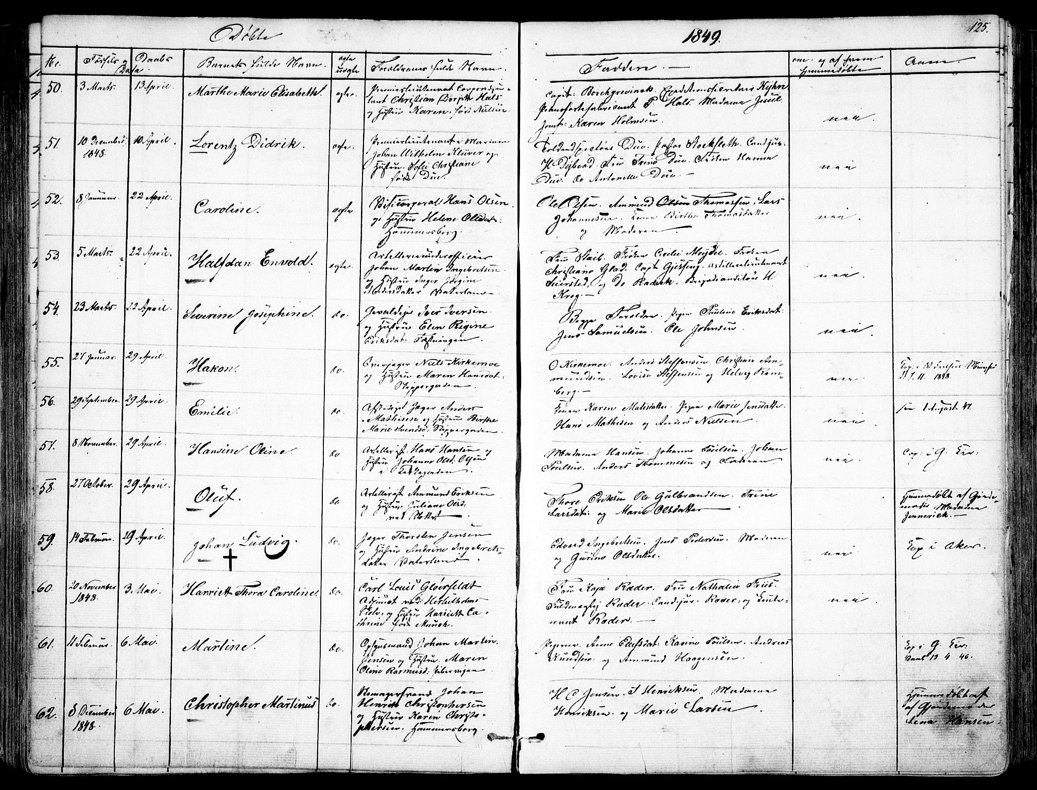 Garnisonsmenigheten Kirkebøker, AV/SAO-A-10846/F/Fa/L0008: Ministerialbok nr. 8, 1842-1859, s. 125