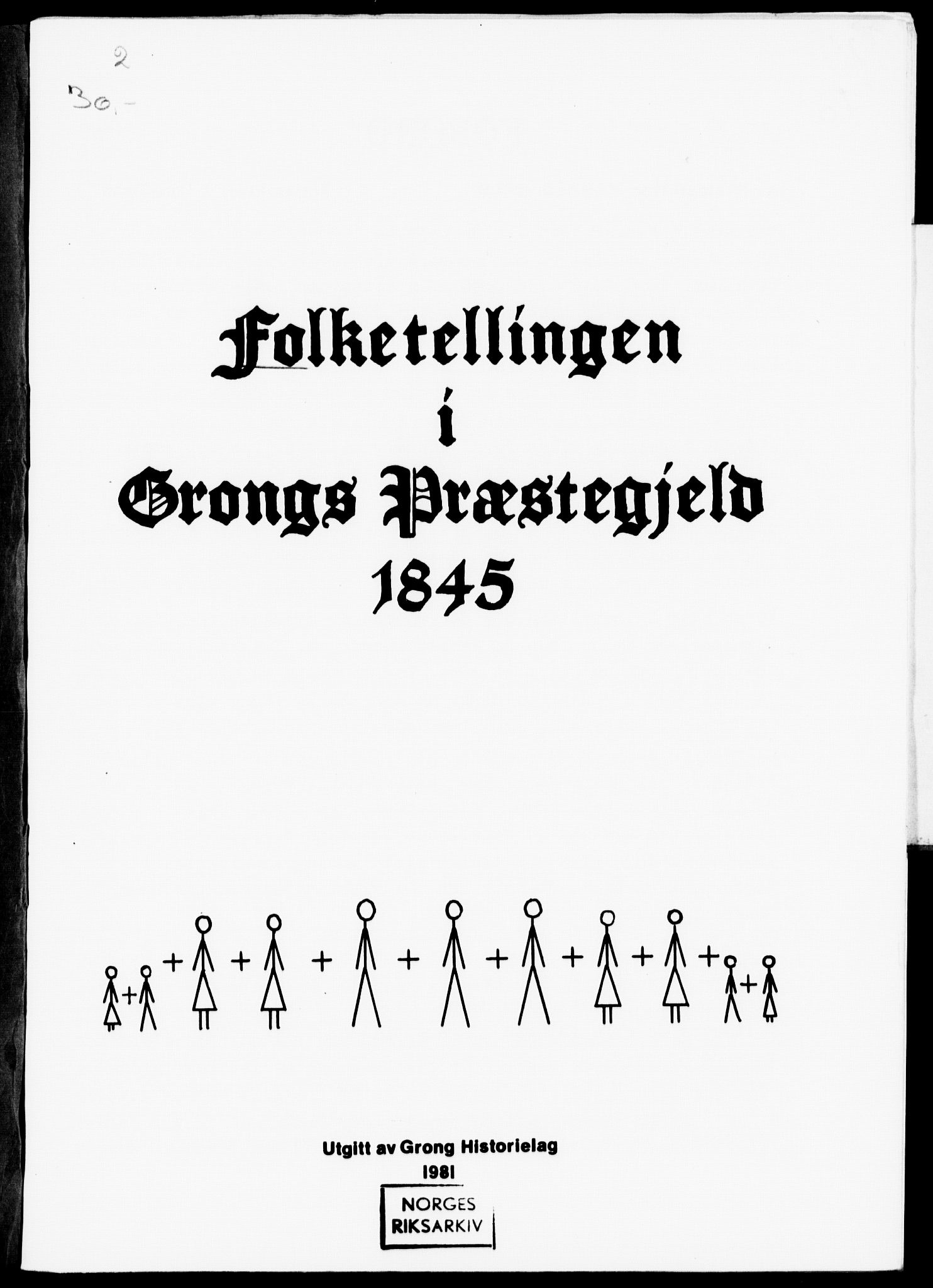 , Folketelling 1845 for 1742P Grong prestegjeld, 1845, s. 1