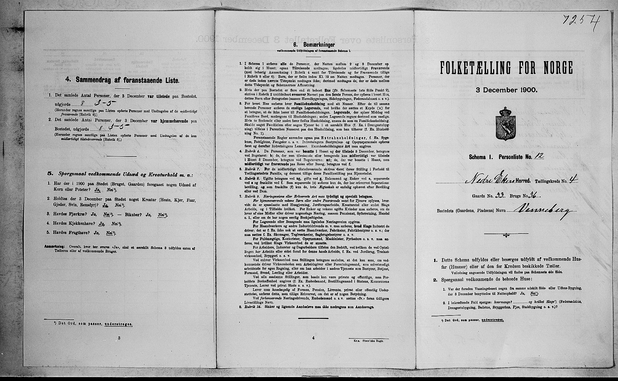 RA, Folketelling 1900 for 0625 Nedre Eiker herred, 1900, s. 484