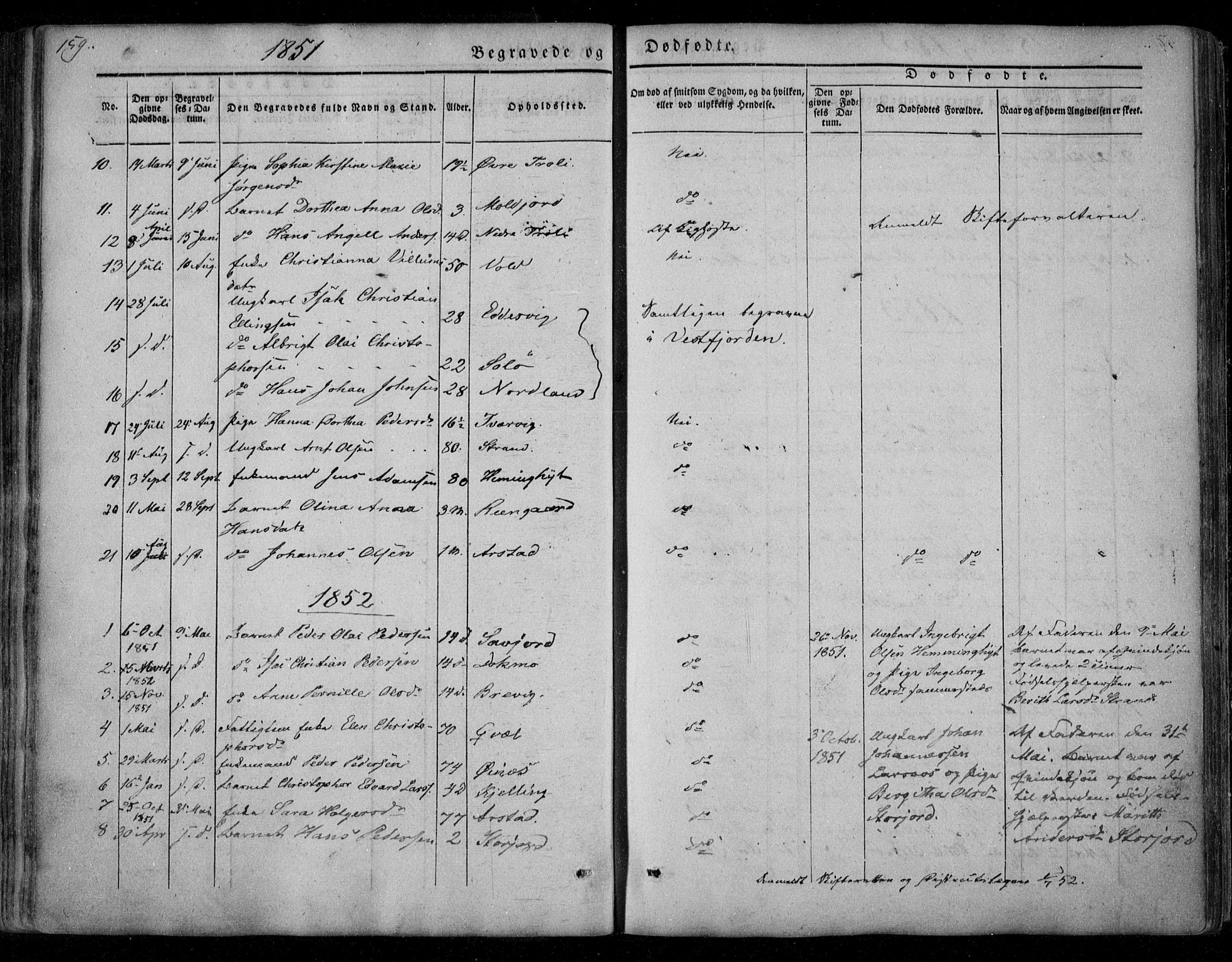 Ministerialprotokoller, klokkerbøker og fødselsregistre - Nordland, SAT/A-1459/846/L0644: Ministerialbok nr. 846A02, 1837-1872, s. 159