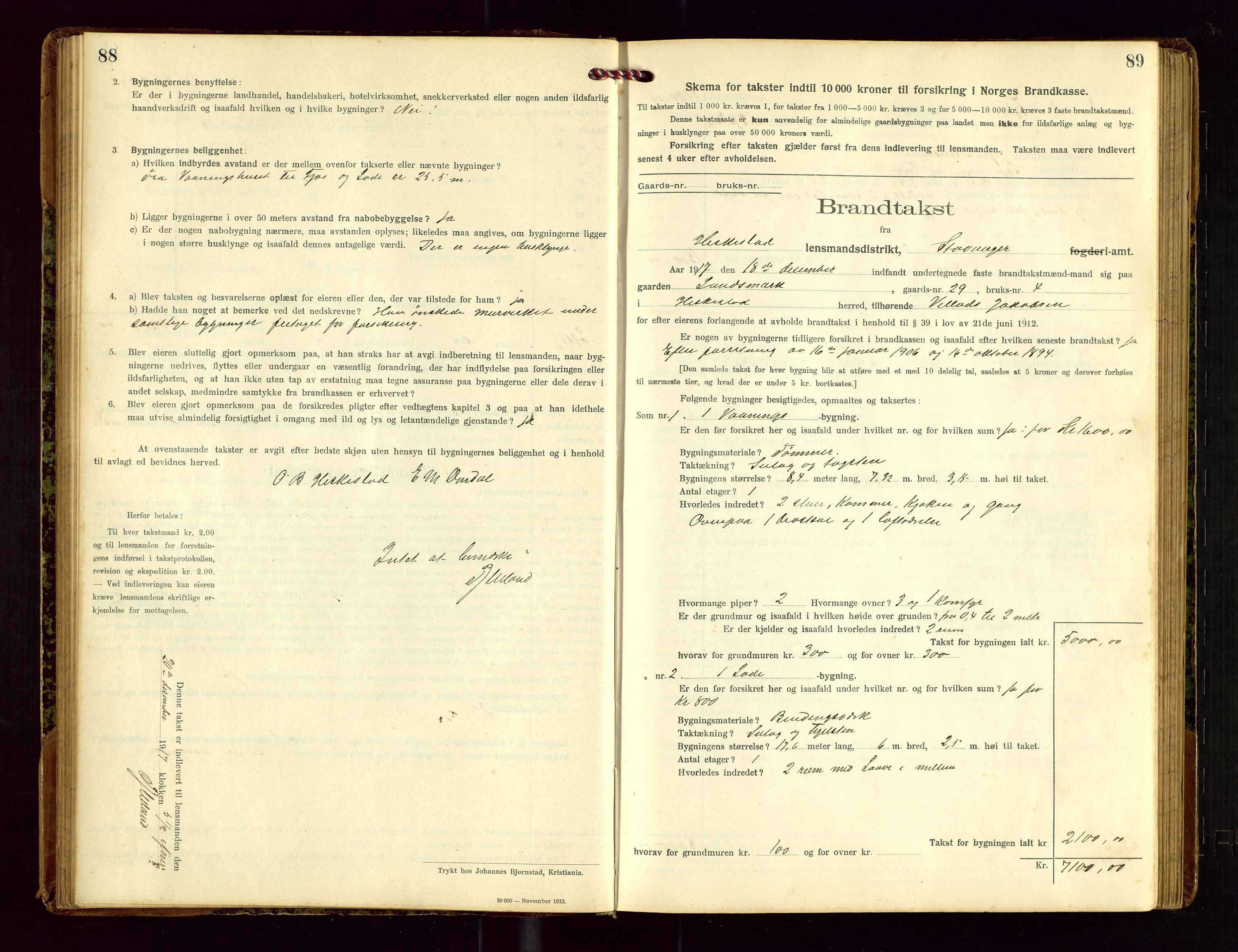 Heskestad lensmannskontor, AV/SAST-A-100304/Gob/L0002: "Brandtakstprotokol", 1915-1922, s. 88-89