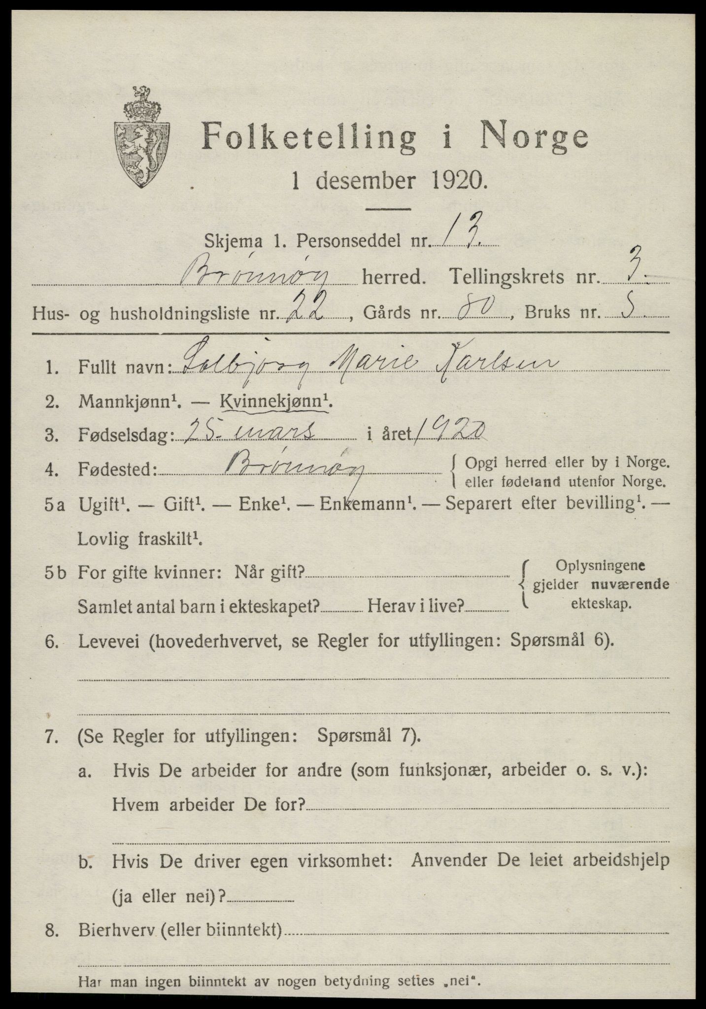 SAT, Folketelling 1920 for 1814 Brønnøy herred, 1920, s. 2808
