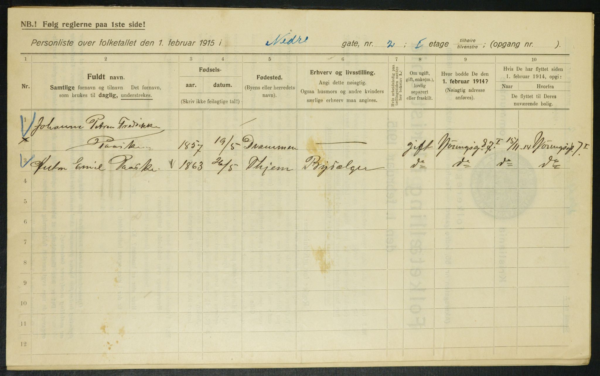 OBA, Kommunal folketelling 1.2.1915 for Kristiania, 1915, s. 68594