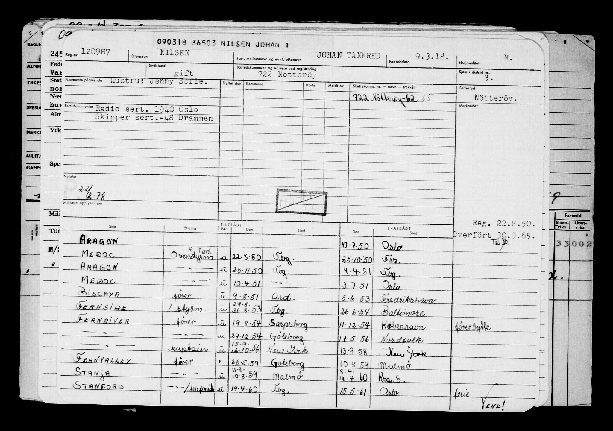 Direktoratet for sjømenn, AV/RA-S-3545/G/Gb/L0156: Hovedkort, 1918, s. 188