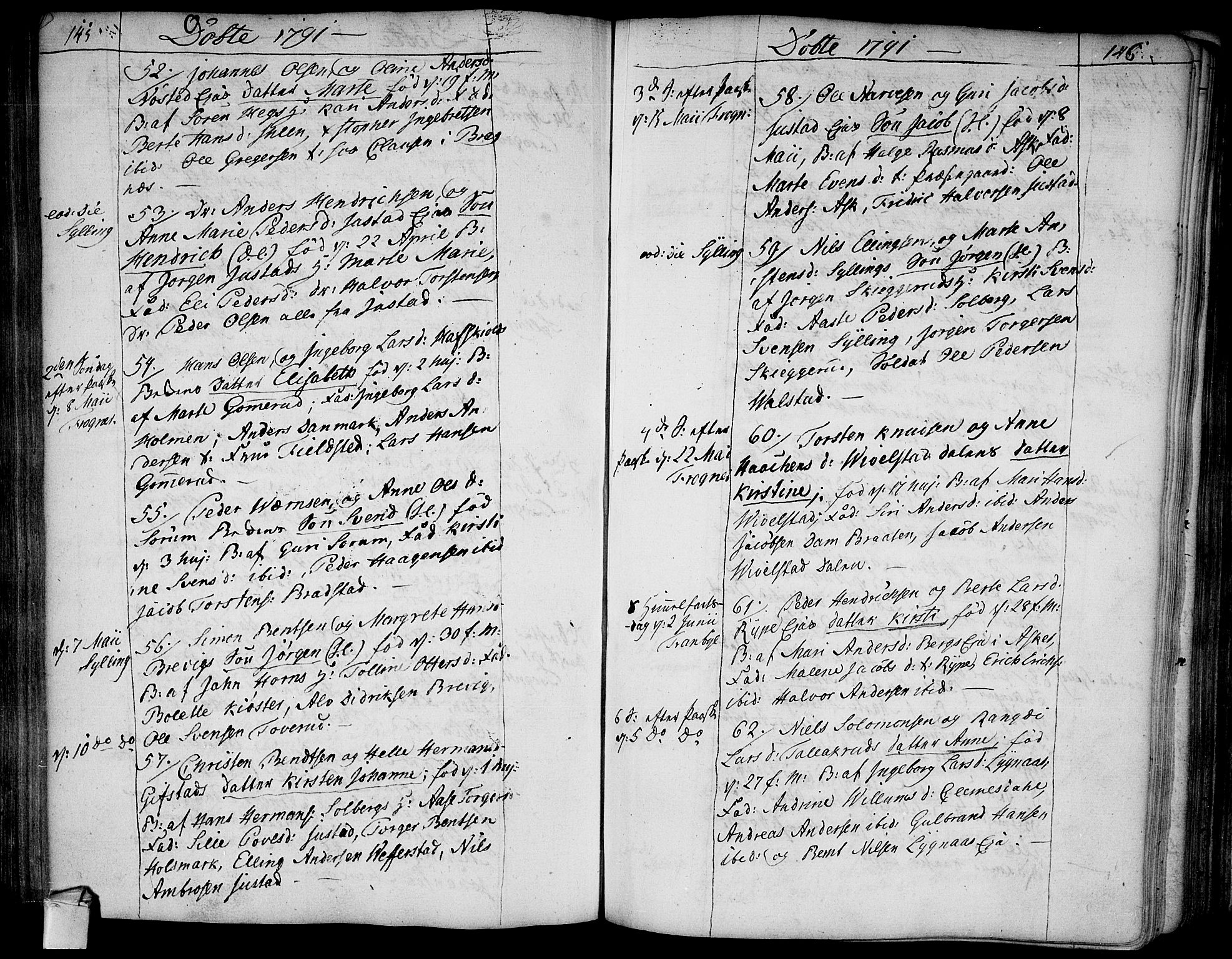 Lier kirkebøker, AV/SAKO-A-230/F/Fa/L0006: Ministerialbok nr. I 6, 1777-1794, s. 145-146
