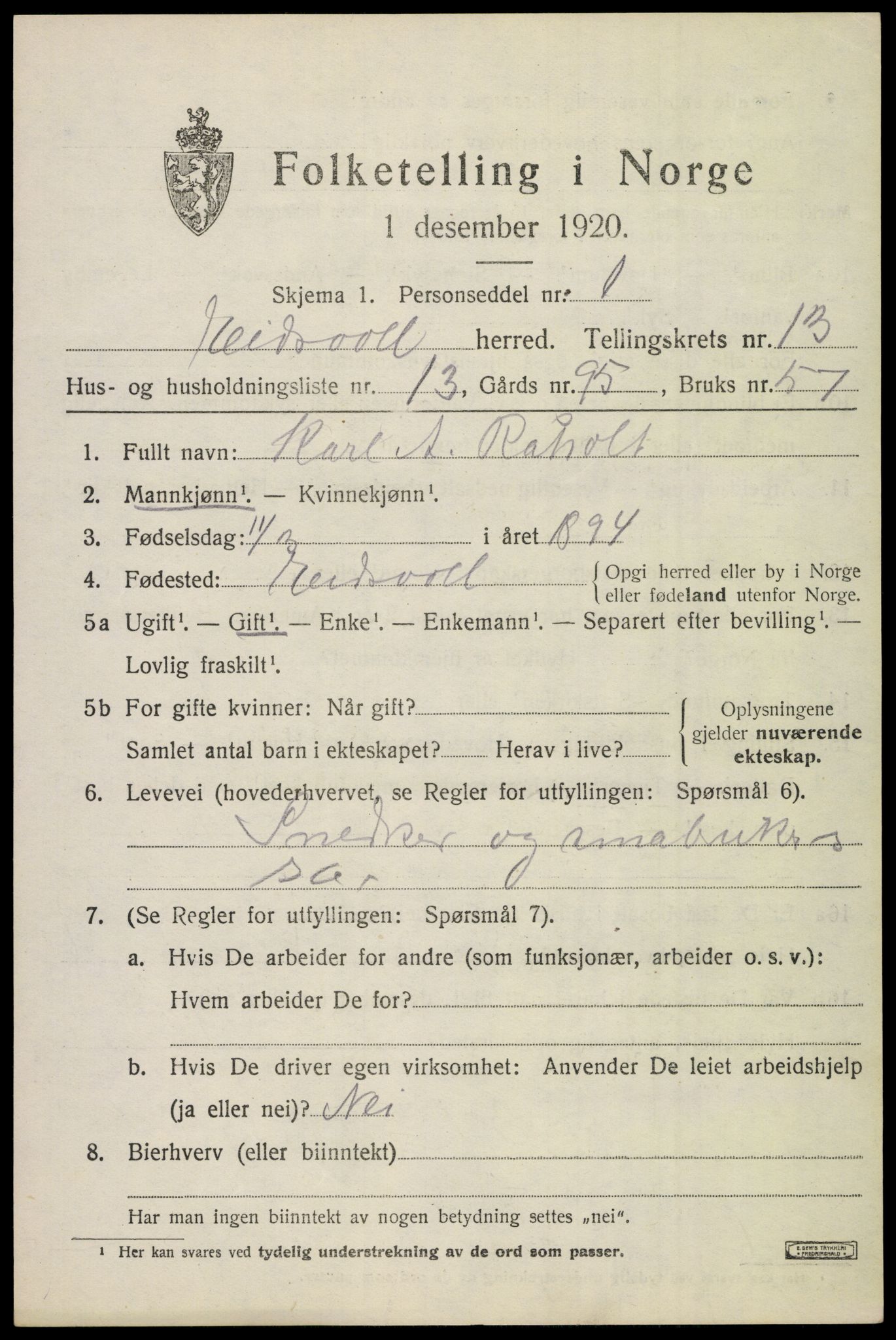 SAO, Folketelling 1920 for 0237 Eidsvoll herred, 1920, s. 20103
