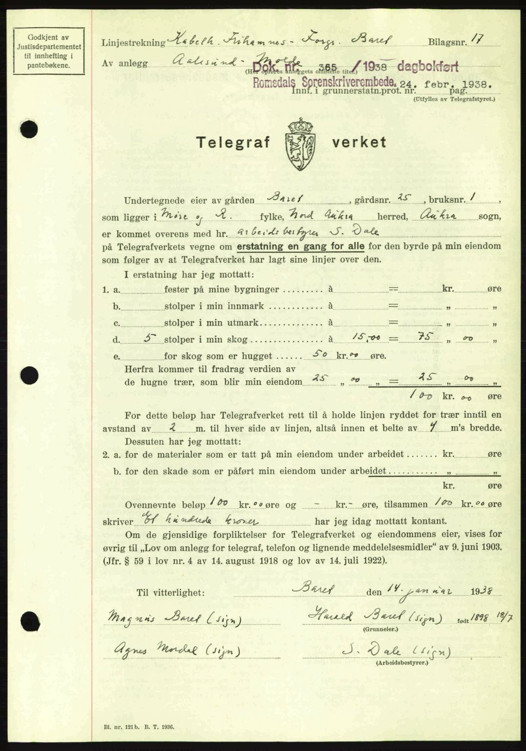 Romsdal sorenskriveri, SAT/A-4149/1/2/2C: Pantebok nr. A4, 1937-1938, Dagboknr: 365/1938