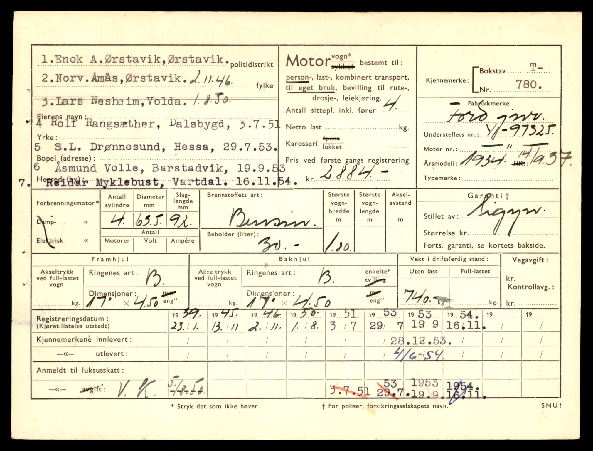 Møre og Romsdal vegkontor - Ålesund trafikkstasjon, AV/SAT-A-4099/F/Fe/L0008: Registreringskort for kjøretøy T 747 - T 894, 1927-1998, s. 1049