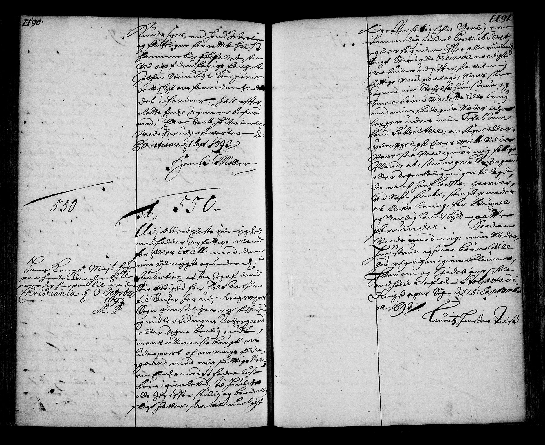Stattholderembetet 1572-1771, RA/EA-2870/Ae/L0010: Supplikasjons- og resolusjonsprotokoll, 1692-1693, s. 1190-1191