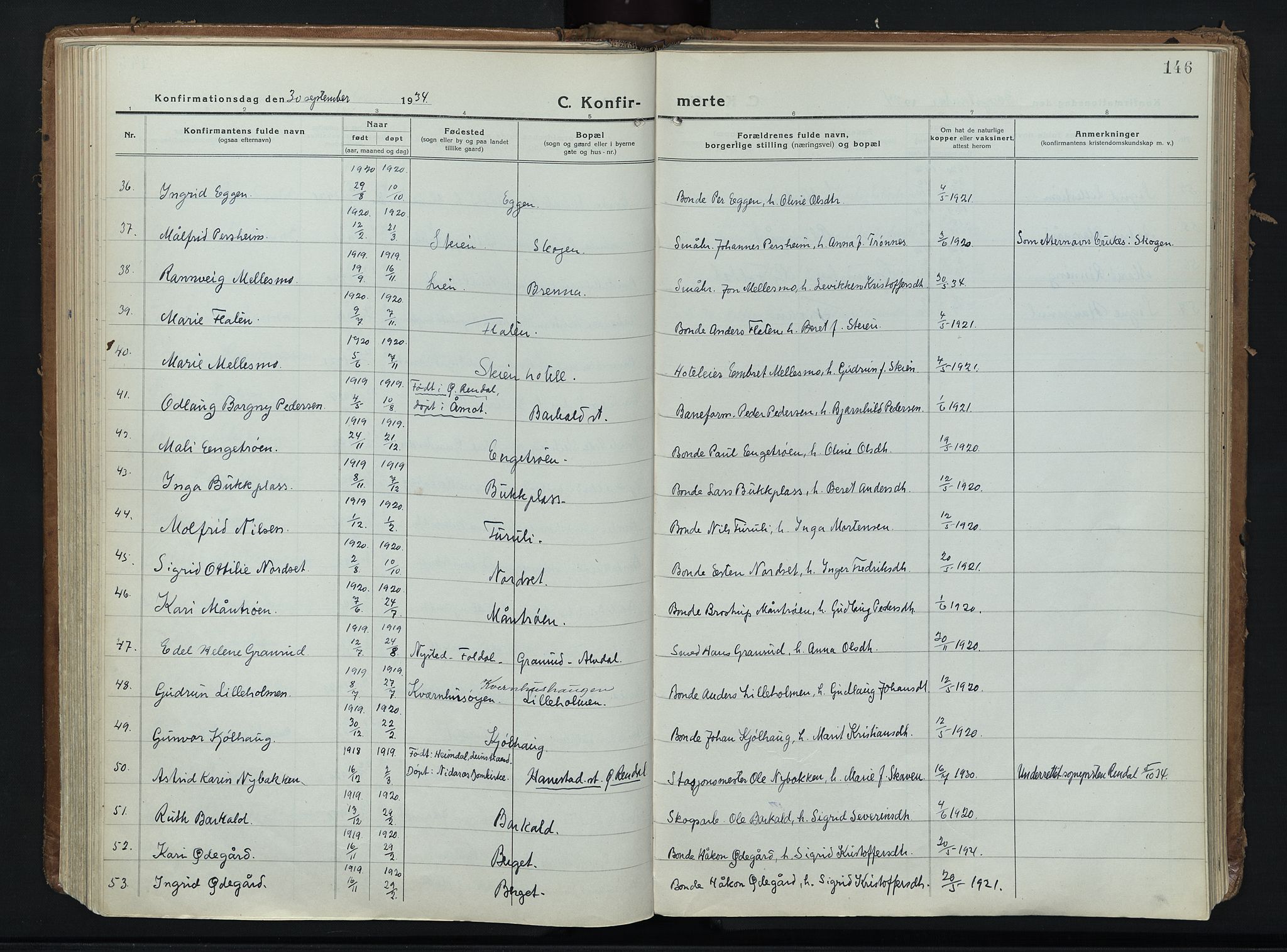 Alvdal prestekontor, AV/SAH-PREST-060/H/Ha/Haa/L0006: Ministerialbok nr. 6, 1920-1937, s. 146