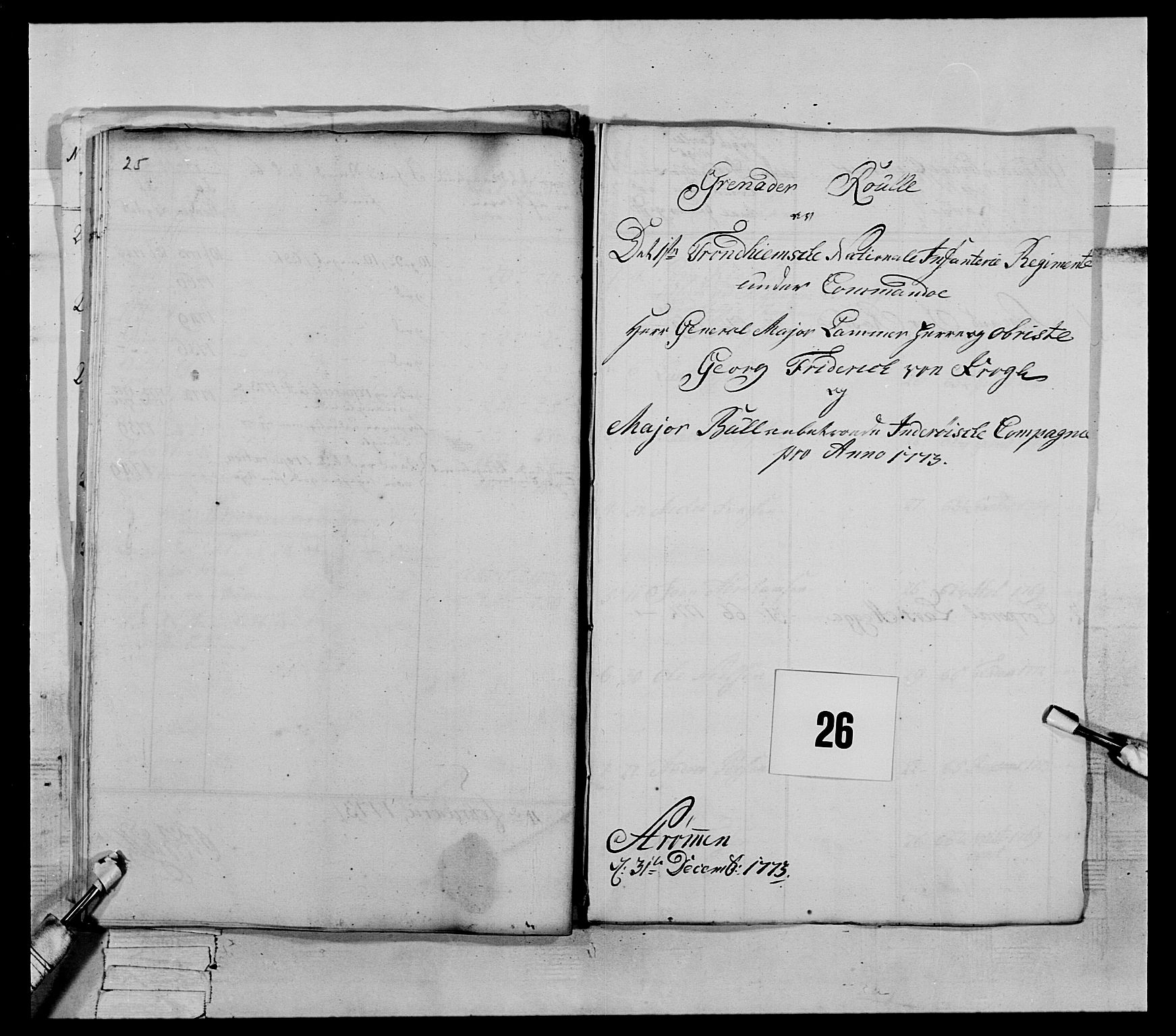 Generalitets- og kommissariatskollegiet, Det kongelige norske kommissariatskollegium, AV/RA-EA-5420/E/Eh/L0072: 1. Trondheimske nasjonale infanteriregiment, 1773, s. 151