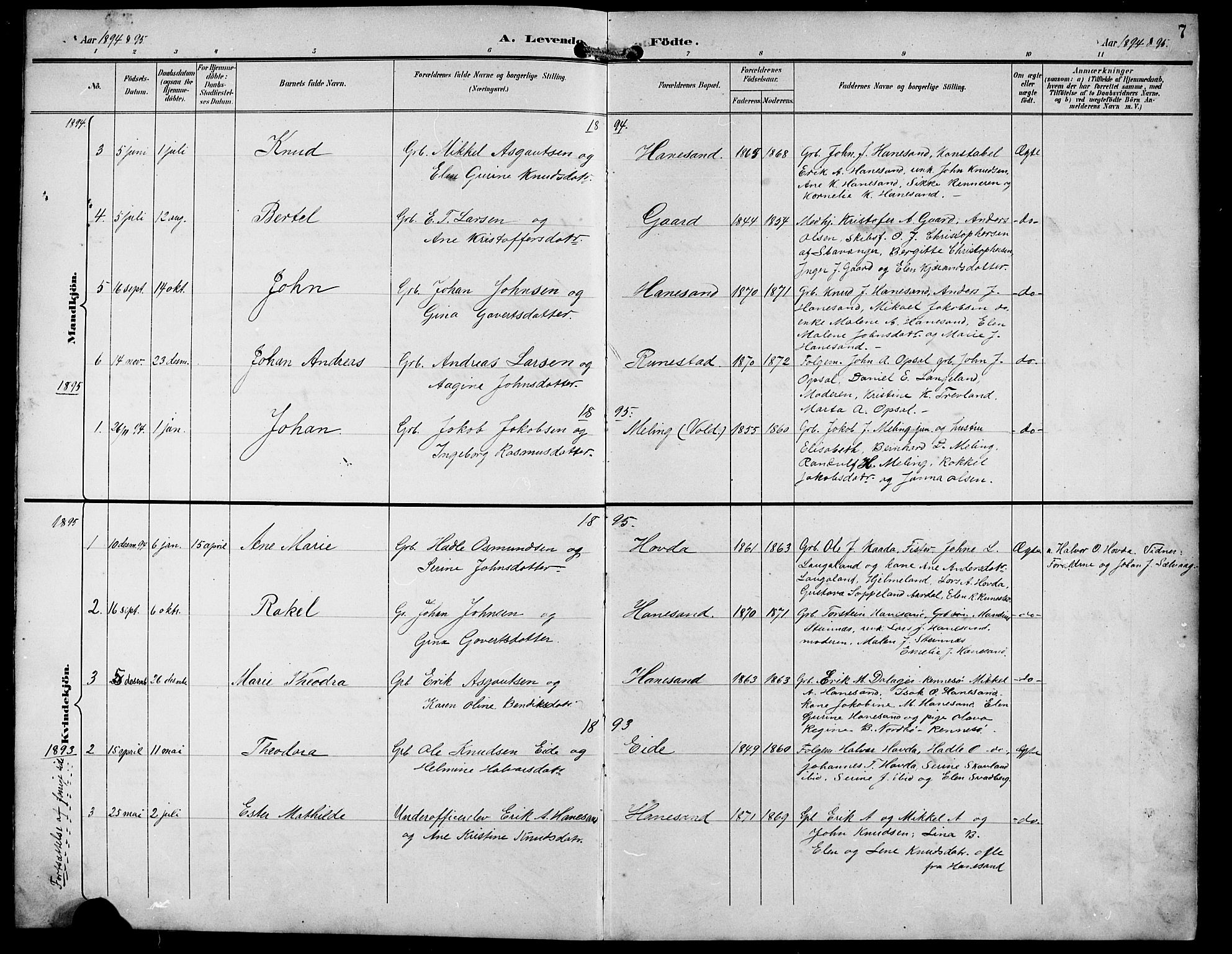 Finnøy sokneprestkontor, AV/SAST-A-101825/H/Ha/Hab/L0005: Klokkerbok nr. B 5, 1891-1916, s. 7