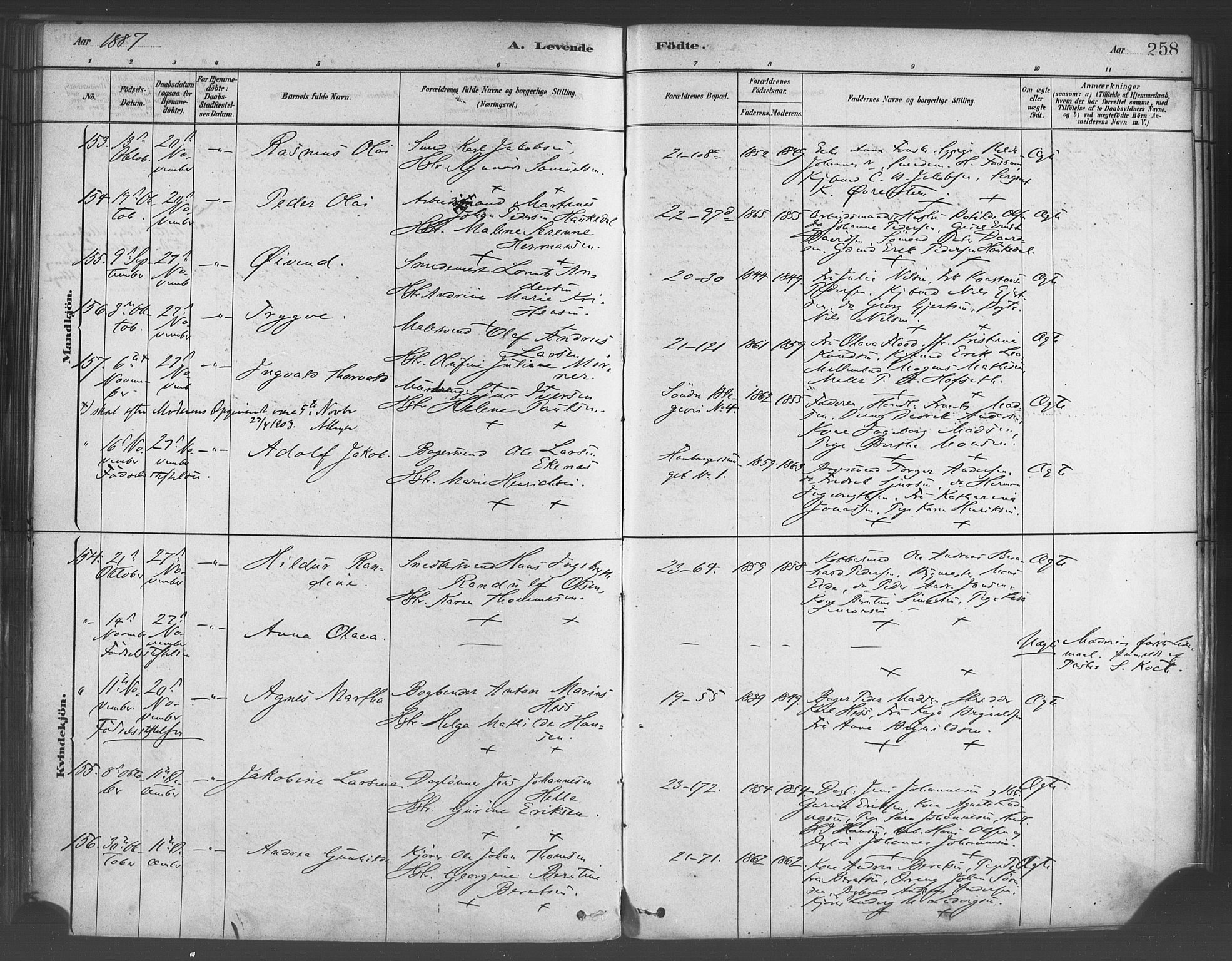 Korskirken sokneprestembete, SAB/A-76101/H/Haa/L0021: Ministerialbok nr. B 7, 1878-1889, s. 258