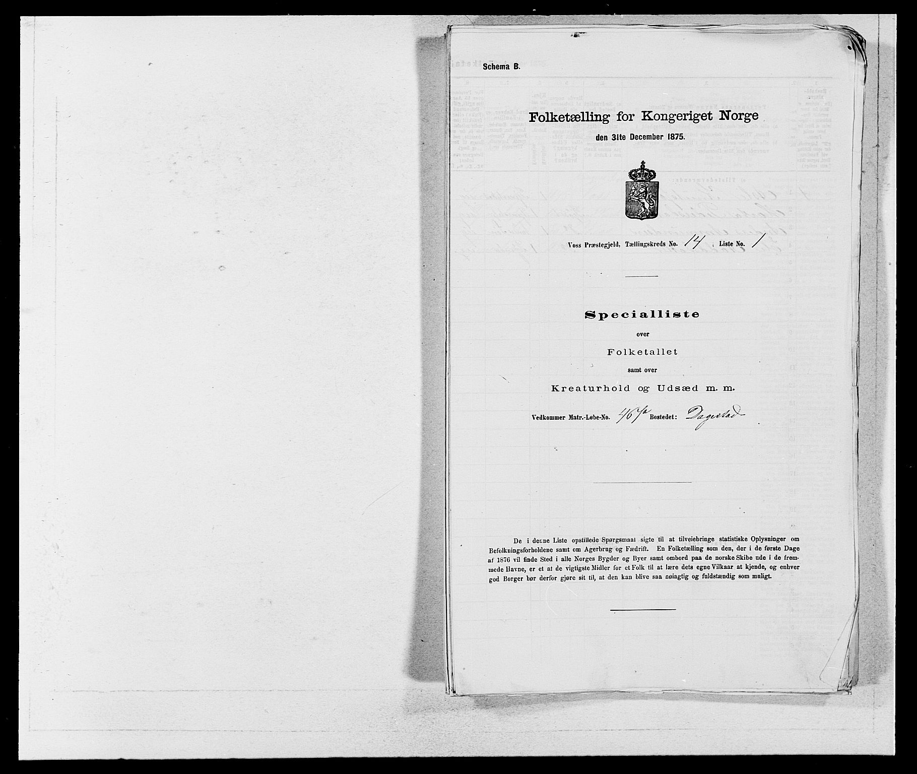SAB, Folketelling 1875 for 1235P Voss prestegjeld, 1875, s. 1583