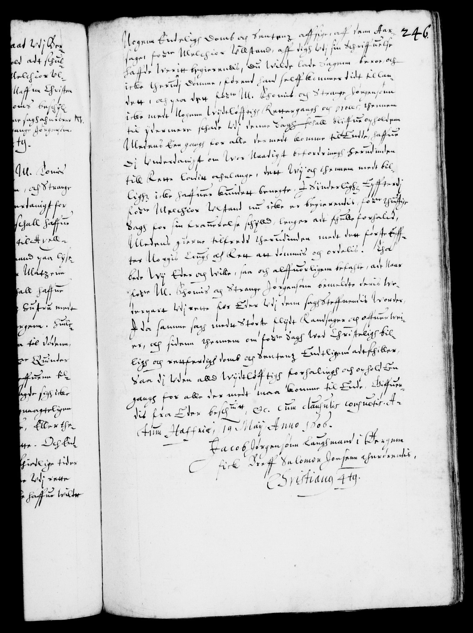 Danske Kanselli 1572-1799, RA/EA-3023/F/Fc/Fca/Fcab/L0003: Norske tegnelser (mikrofilm), 1596-1616, s. 246a