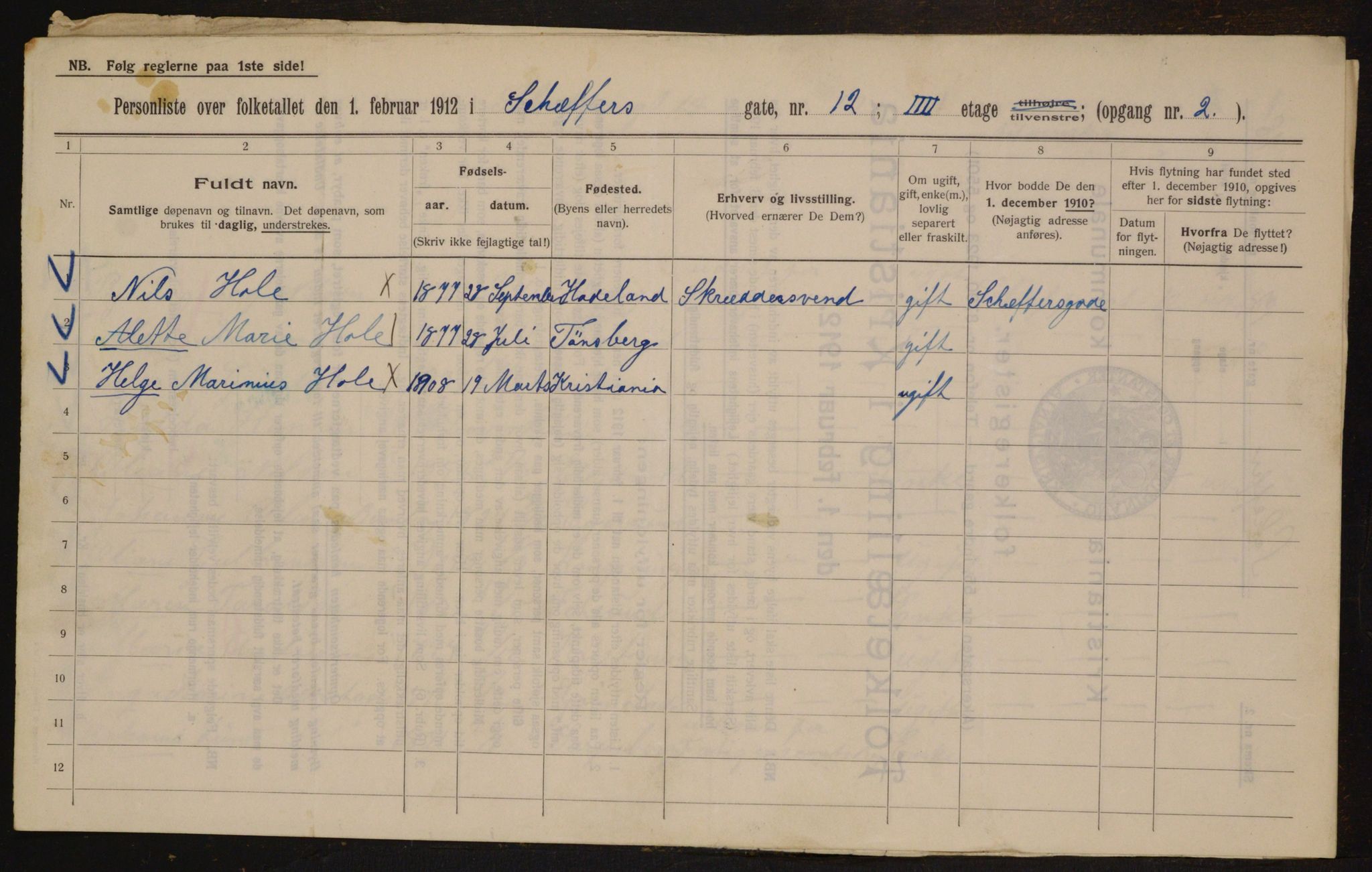 OBA, Kommunal folketelling 1.2.1912 for Kristiania, 1912, s. 93535