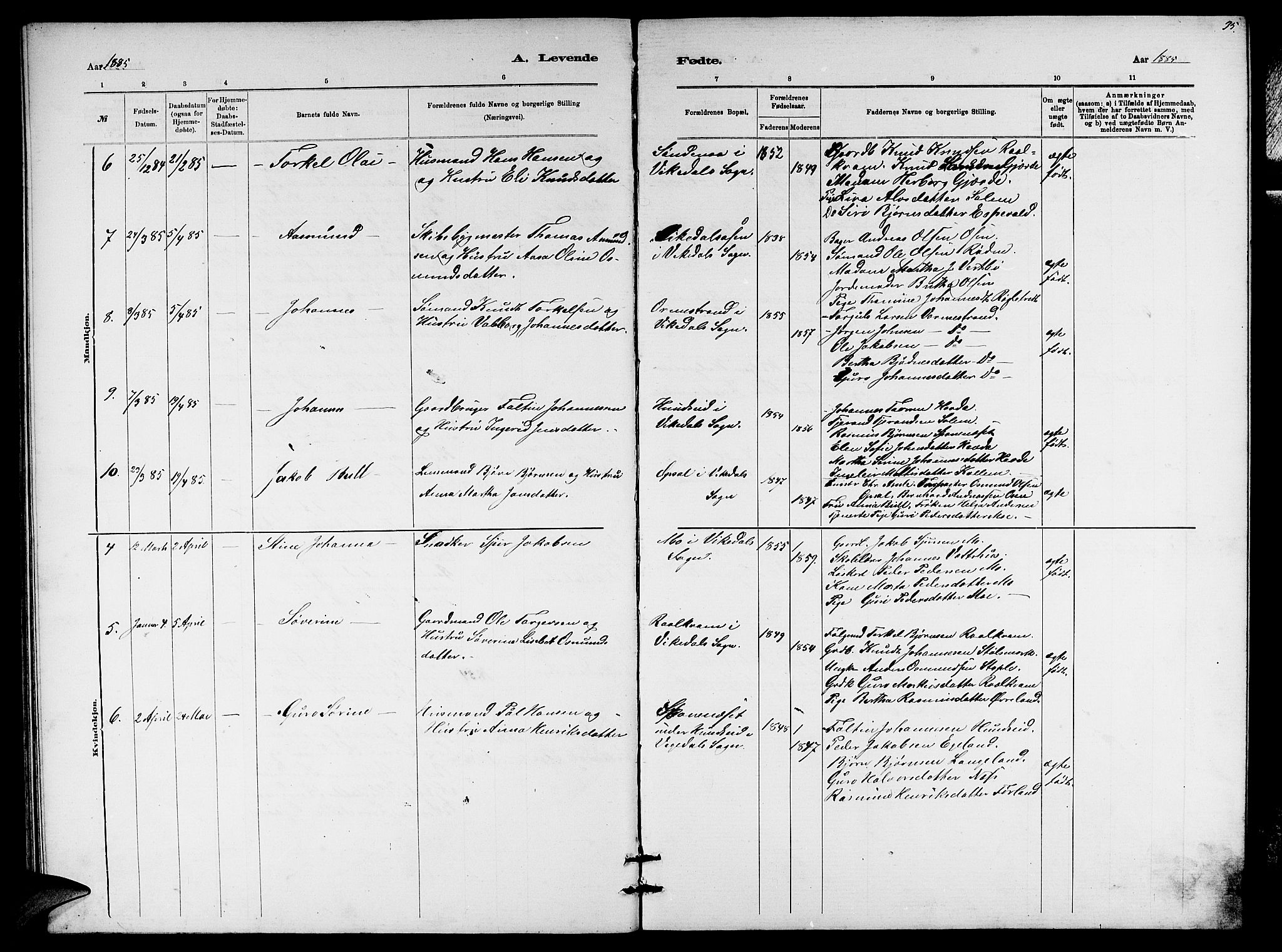 Vikedal sokneprestkontor, AV/SAST-A-101840/01/V: Klokkerbok nr. B 5, 1878-1888, s. 35