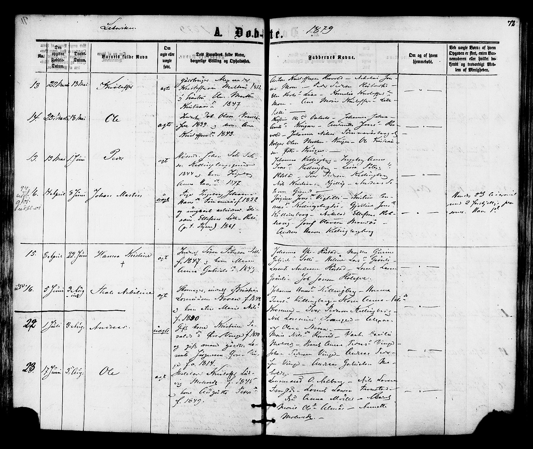 Ministerialprotokoller, klokkerbøker og fødselsregistre - Nord-Trøndelag, AV/SAT-A-1458/701/L0009: Ministerialbok nr. 701A09 /1, 1864-1882, s. 72