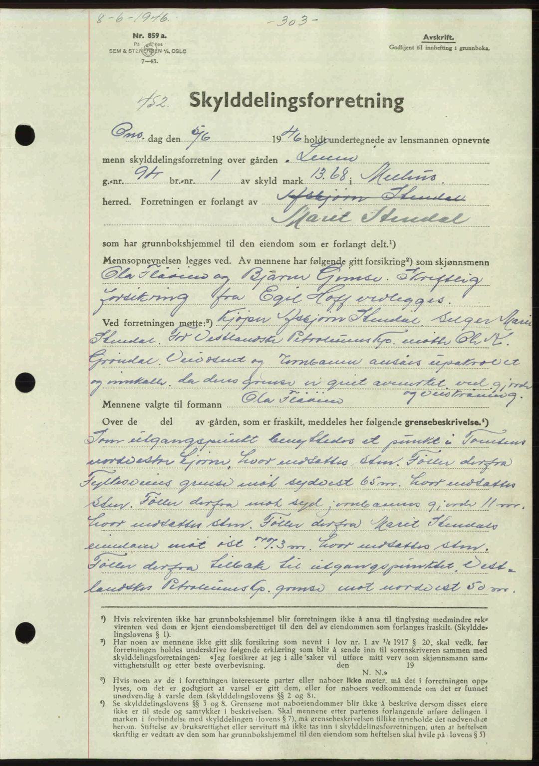 Gauldal sorenskriveri, SAT/A-0014/1/2/2C: Pantebok nr. A2, 1946-1946, Dagboknr: 452/1946