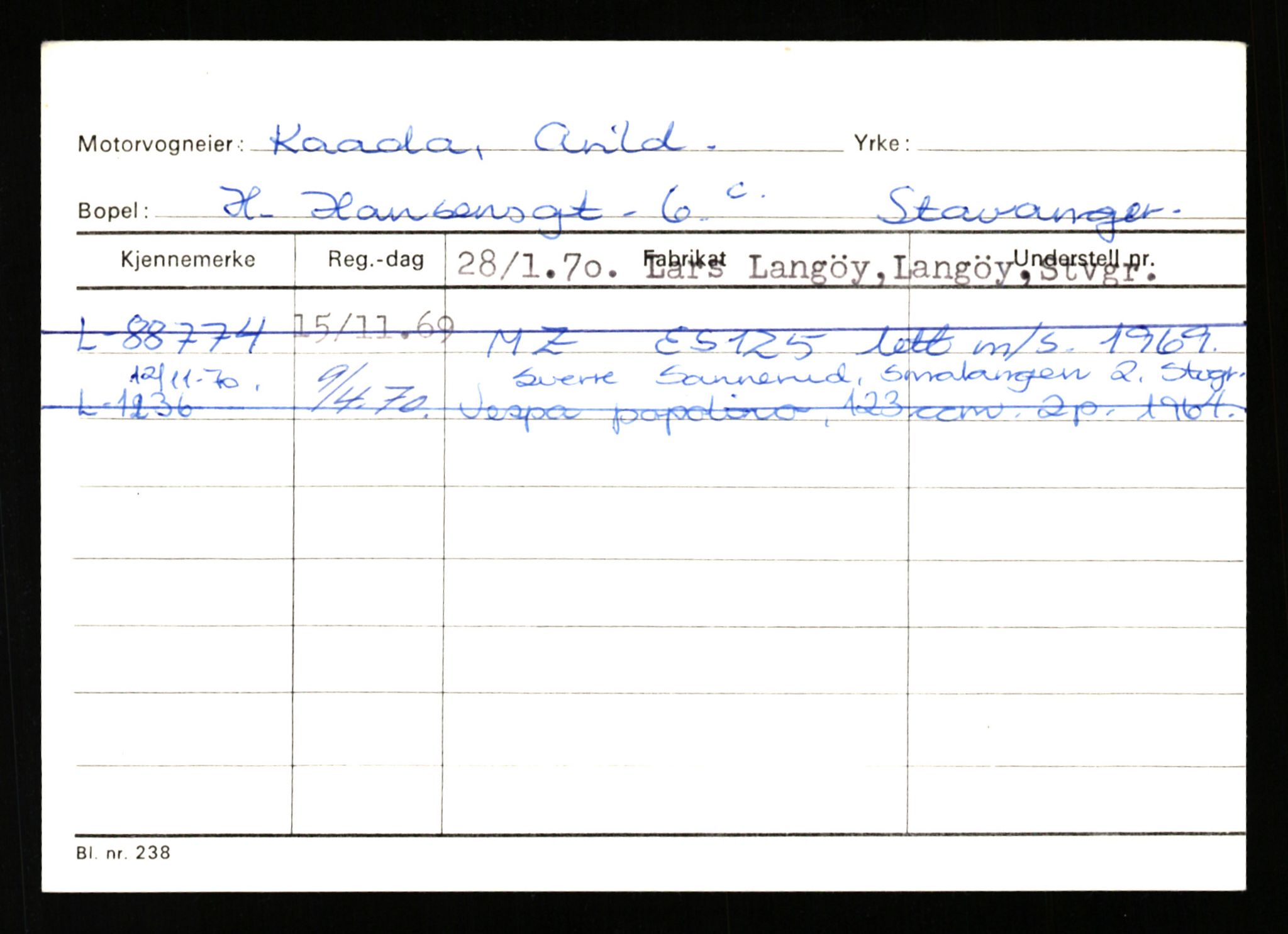 Stavanger trafikkstasjon, SAST/A-101942/0/H/L0021: Kristiania - Landsnes, 1930-1971, s. 2262