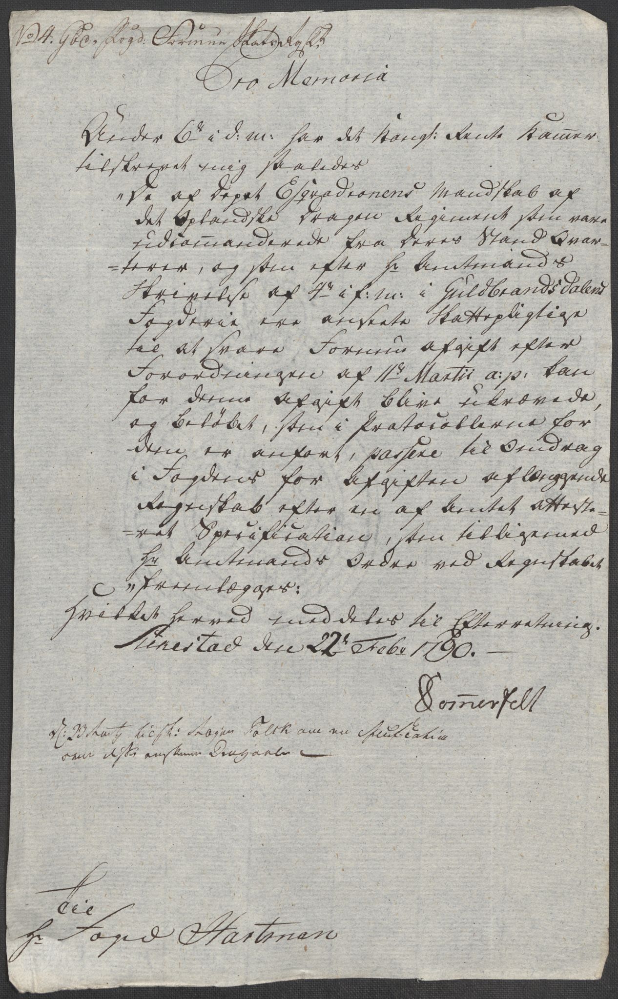 Rentekammeret inntil 1814, Reviderte regnskaper, Mindre regnskaper, AV/RA-EA-4068/Rf/Rfe/L0010: Fosen fogderi, Gudbrandsdalen fogderi, 1789, s. 145