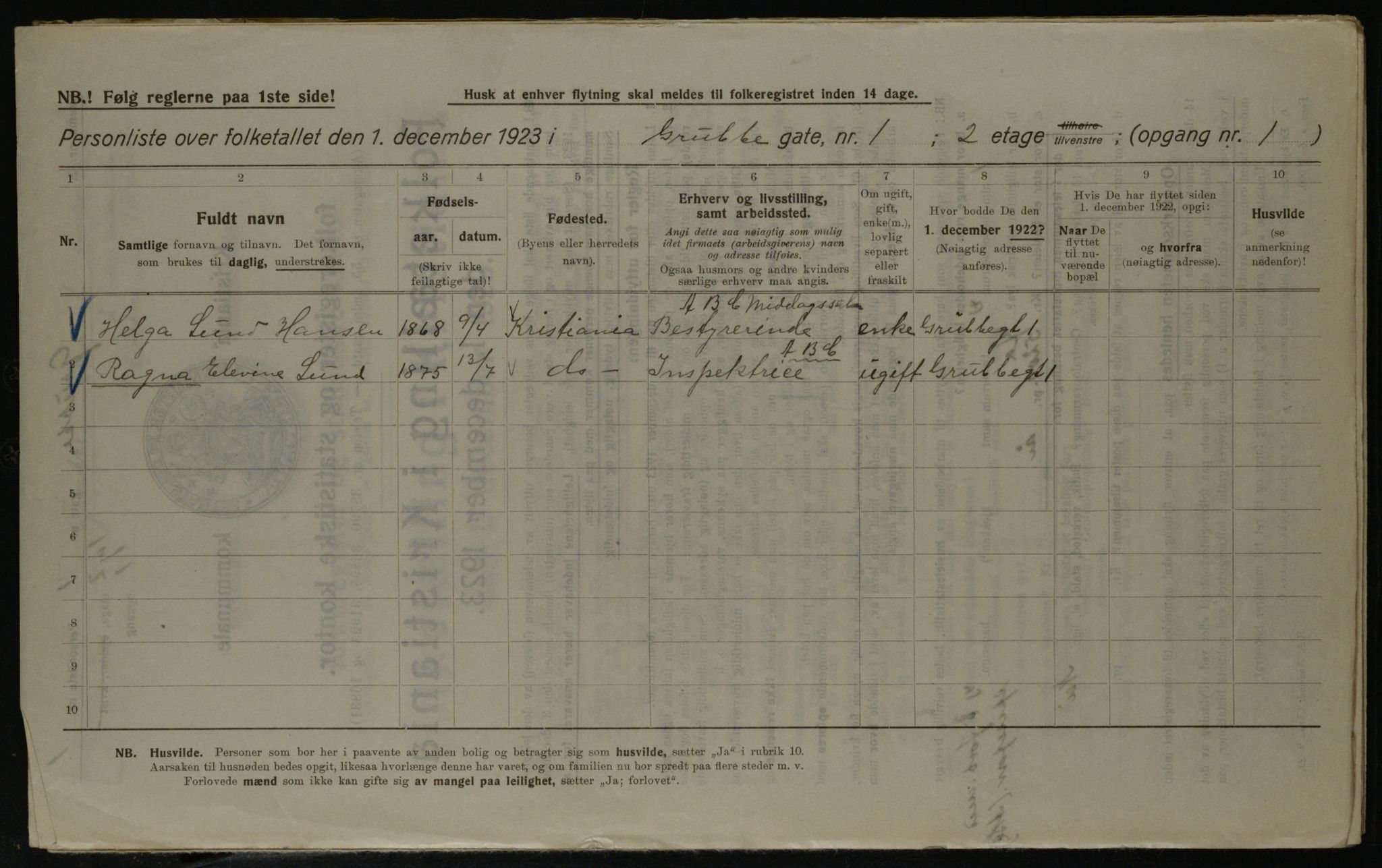 OBA, Kommunal folketelling 1.12.1923 for Kristiania, 1923, s. 34045