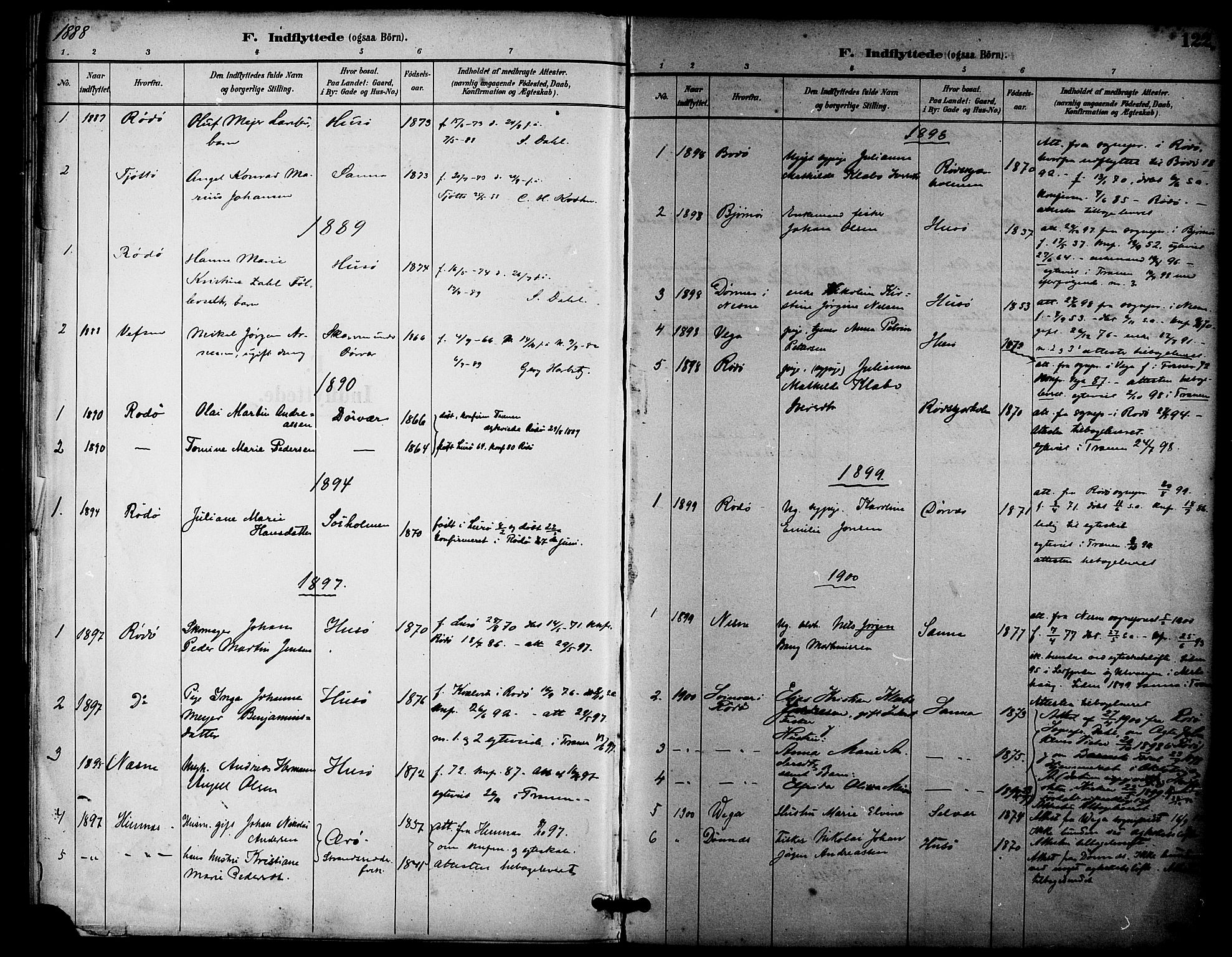 Ministerialprotokoller, klokkerbøker og fødselsregistre - Nordland, AV/SAT-A-1459/840/L0580: Ministerialbok nr. 840A02, 1887-1909, s. 122
