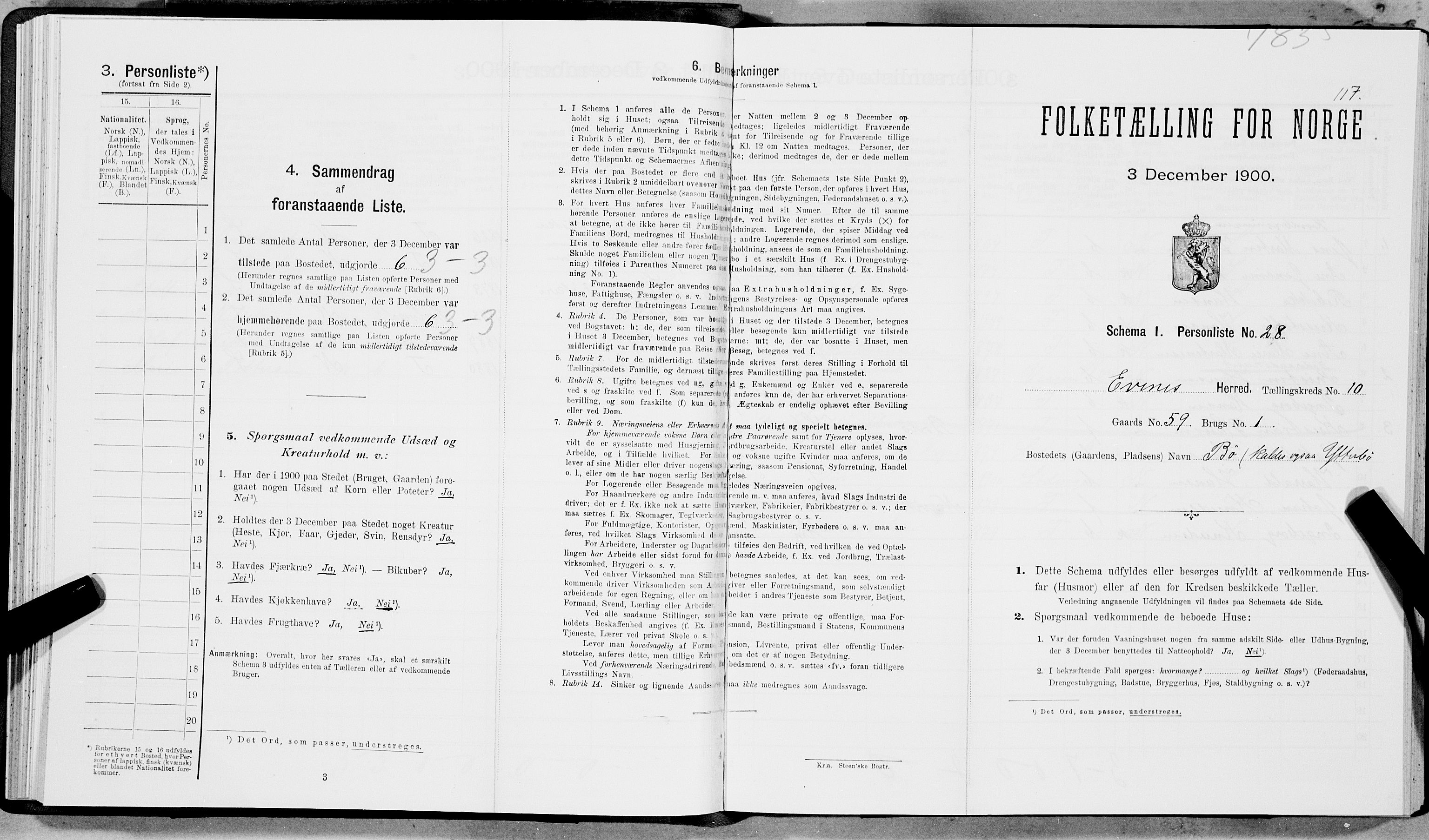 SAT, Folketelling 1900 for 1853 Evenes herred, 1900, s. 812