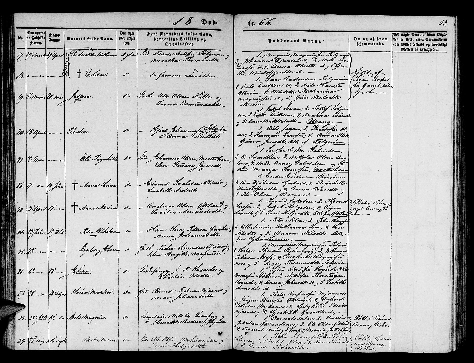 Finnås sokneprestembete, AV/SAB-A-99925/H/Ha/Hab/Haba/L0001: Klokkerbok nr. A 1, 1851-1873, s. 53