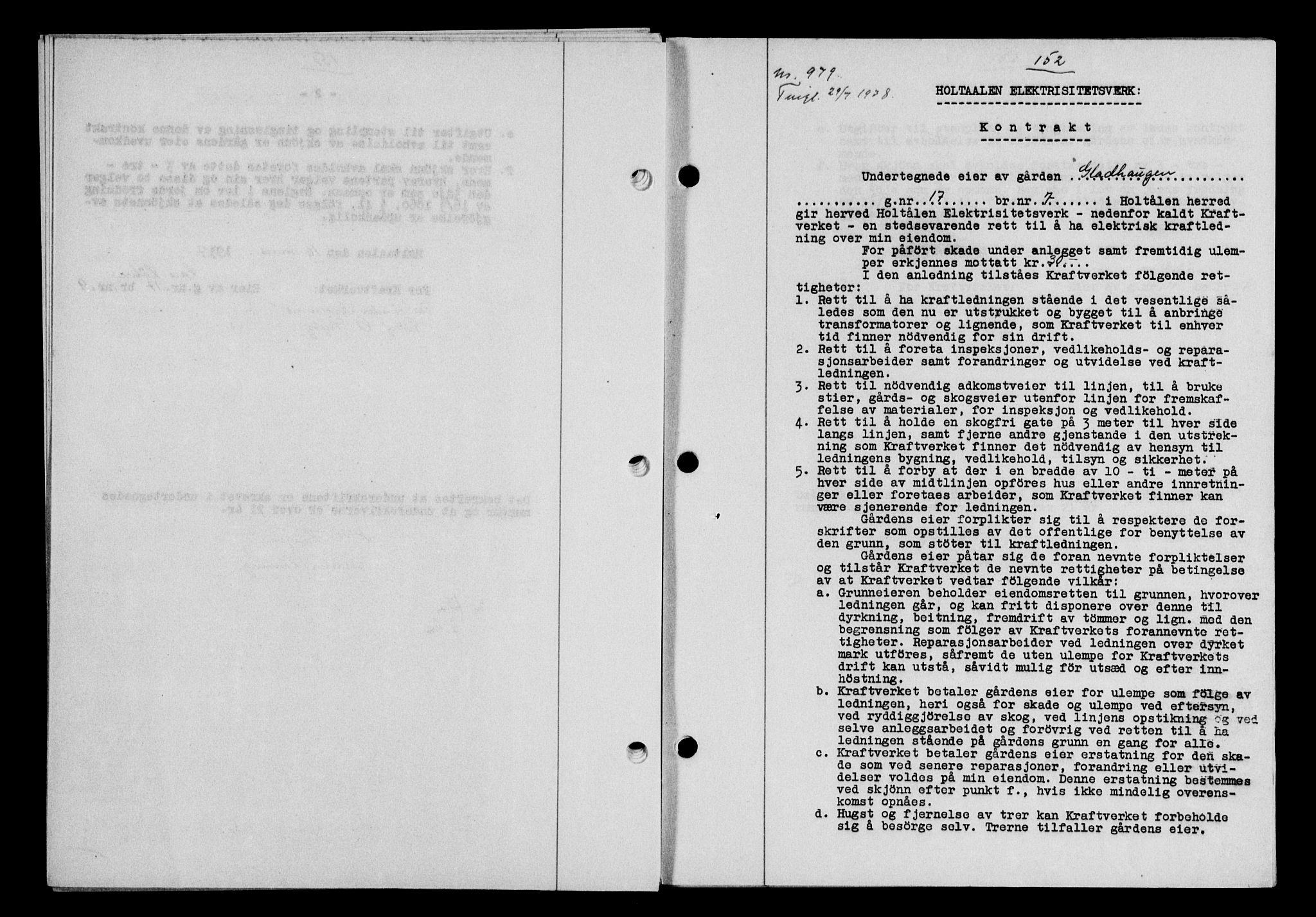 Gauldal sorenskriveri, SAT/A-0014/1/2/2C/L0049: Pantebok nr. 53, 1938-1938, Dagboknr: 979/1938