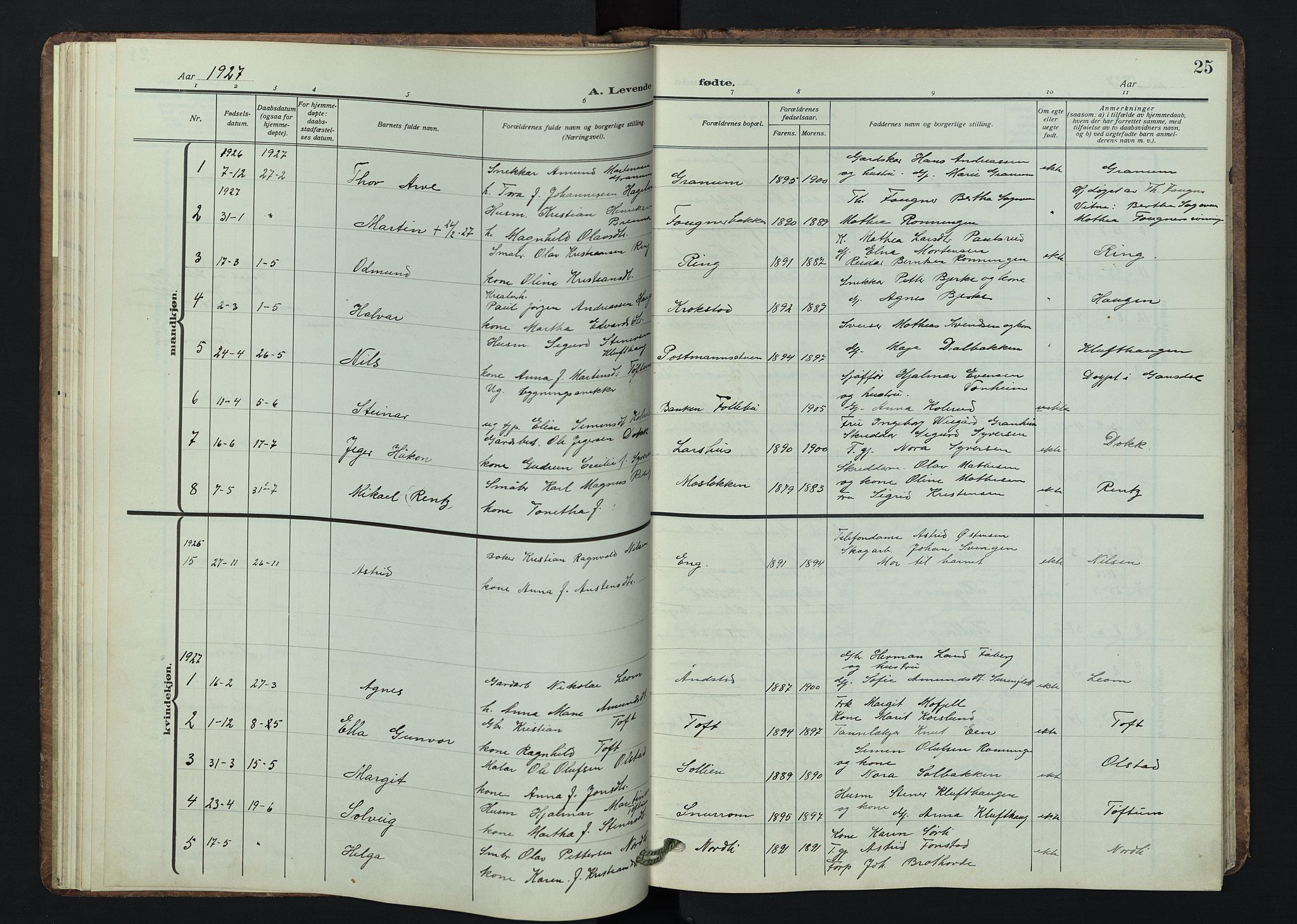 Østre Gausdal prestekontor, AV/SAH-PREST-092/H/Ha/Hab/L0005: Klokkerbok nr. 5, 1915-1944, s. 25
