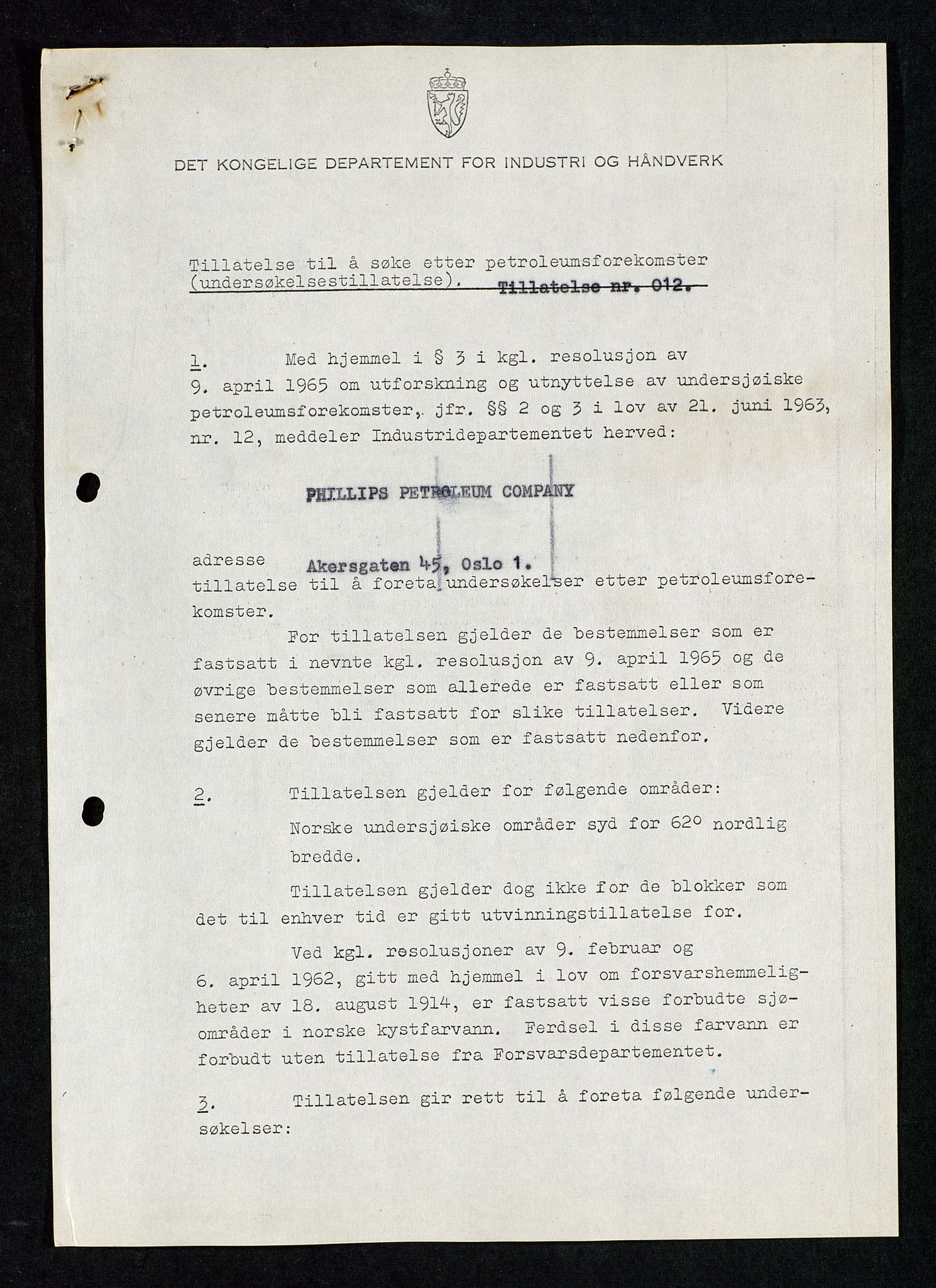 Industridepartementet, Oljekontoret, SAST/A-101348/Da/L0003: Arkivnøkkel 711 Undersøkelser og utforskning, 1963-1971, s. 497