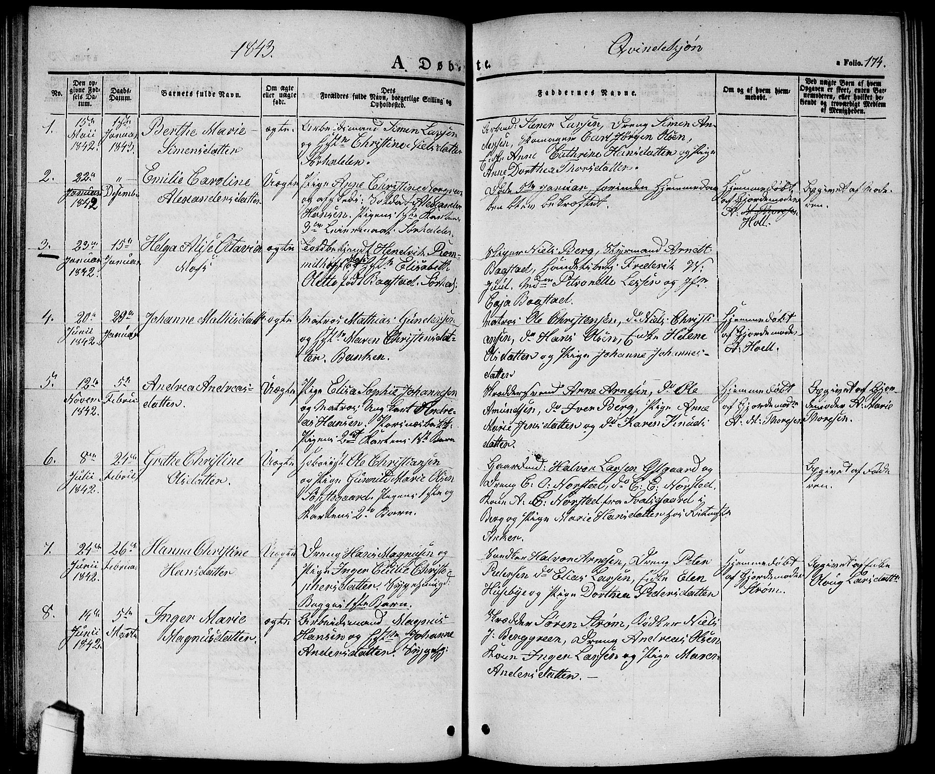 Halden prestekontor Kirkebøker, AV/SAO-A-10909/G/Ga/L0003: Klokkerbok nr. 3, 1834-1844, s. 174