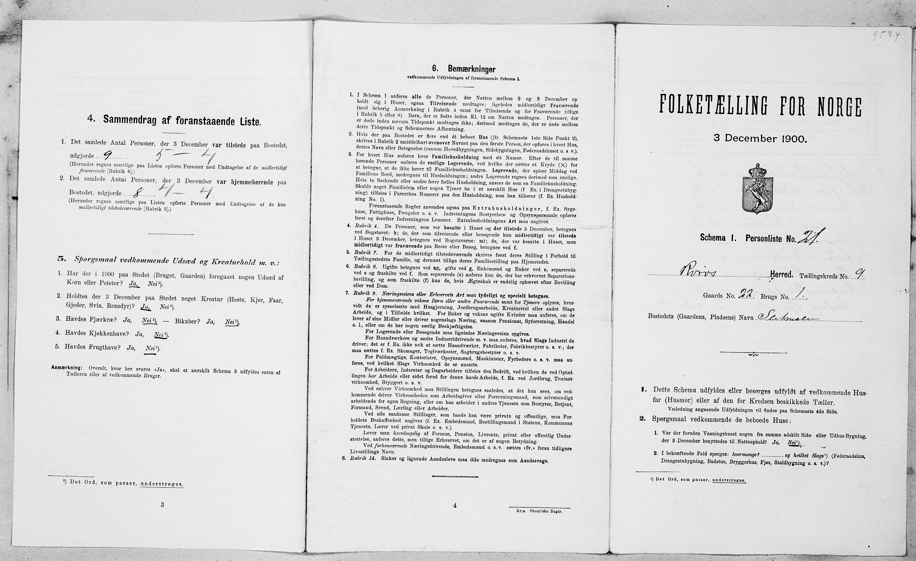 SAT, Folketelling 1900 for 1640 Røros herred, 1900, s. 1054