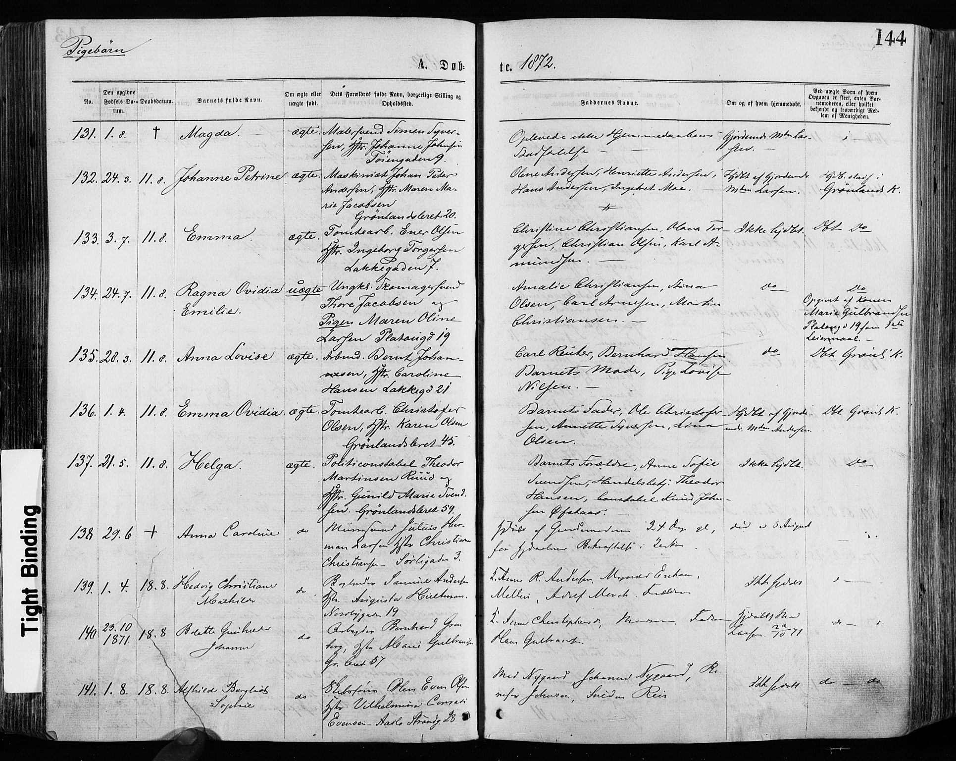 Grønland prestekontor Kirkebøker, SAO/A-10848/F/Fa/L0004: Ministerialbok nr. 4, 1869-1880, s. 144