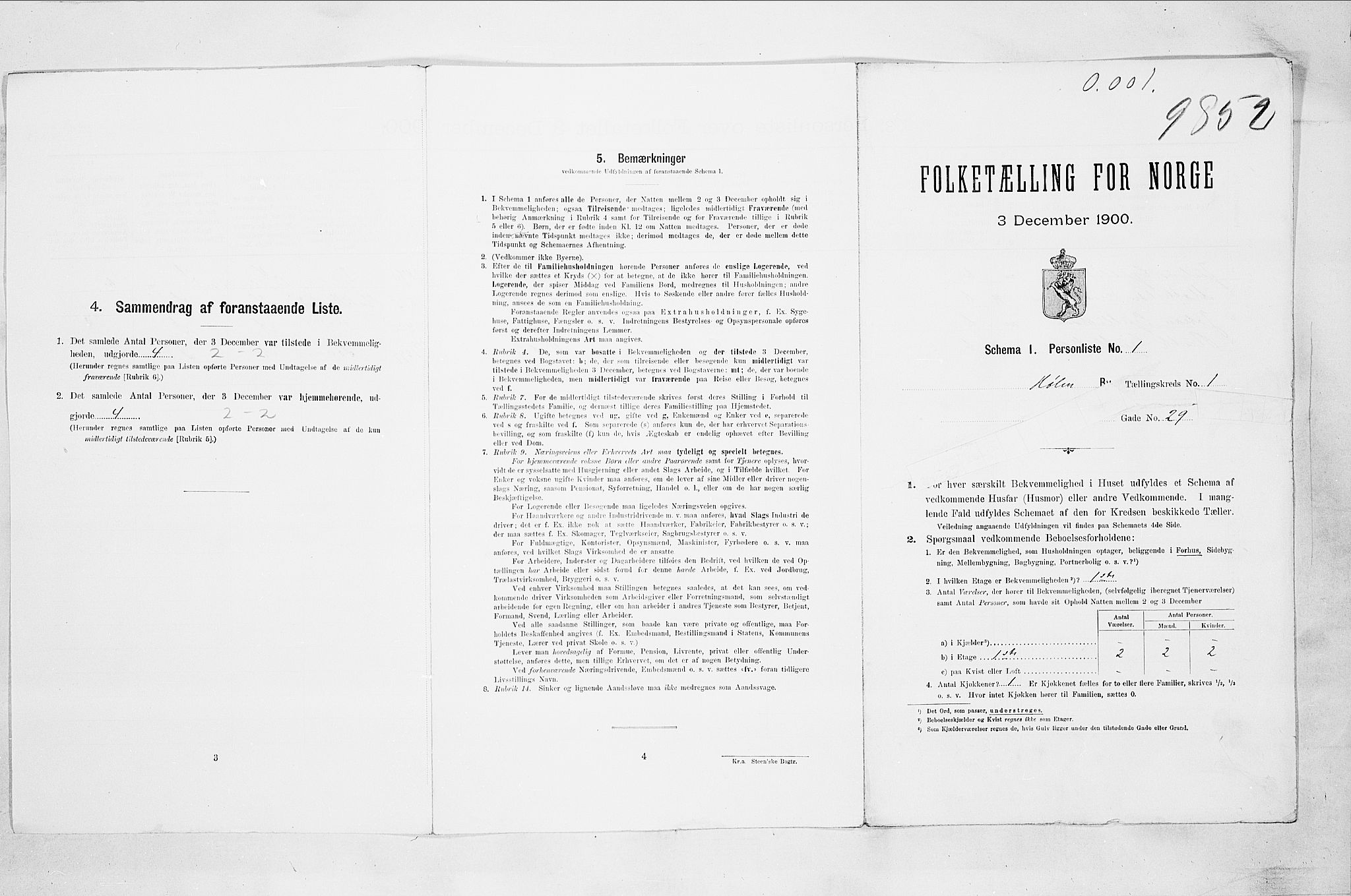 SAO, Folketelling 1900 for 0204 Hølen ladested, 1900