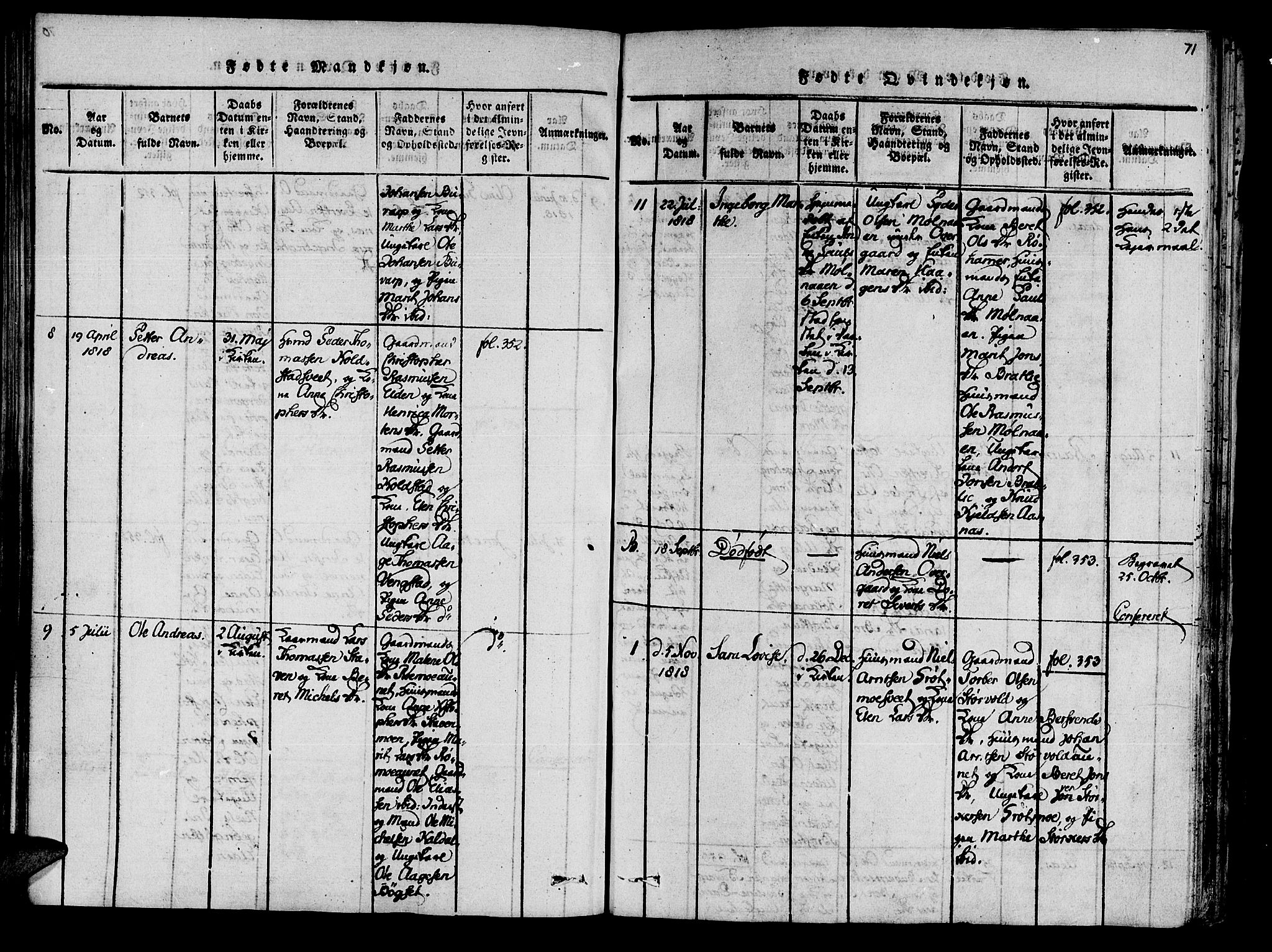 Ministerialprotokoller, klokkerbøker og fødselsregistre - Nord-Trøndelag, AV/SAT-A-1458/741/L0387: Ministerialbok nr. 741A03 /3, 1817-1822, s. 71