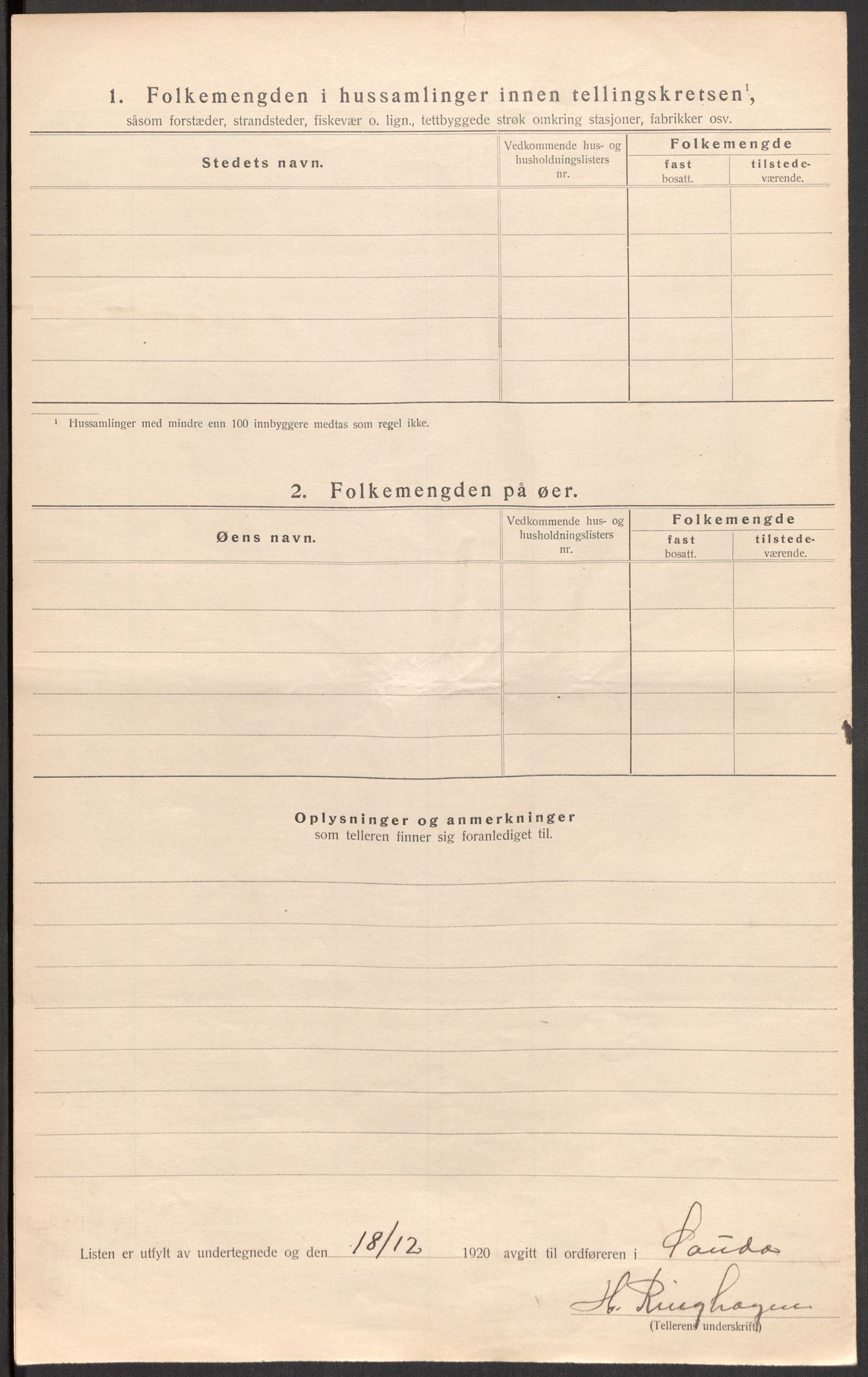 SAST, Folketelling 1920 for 1135 Sauda herred, 1920, s. 26