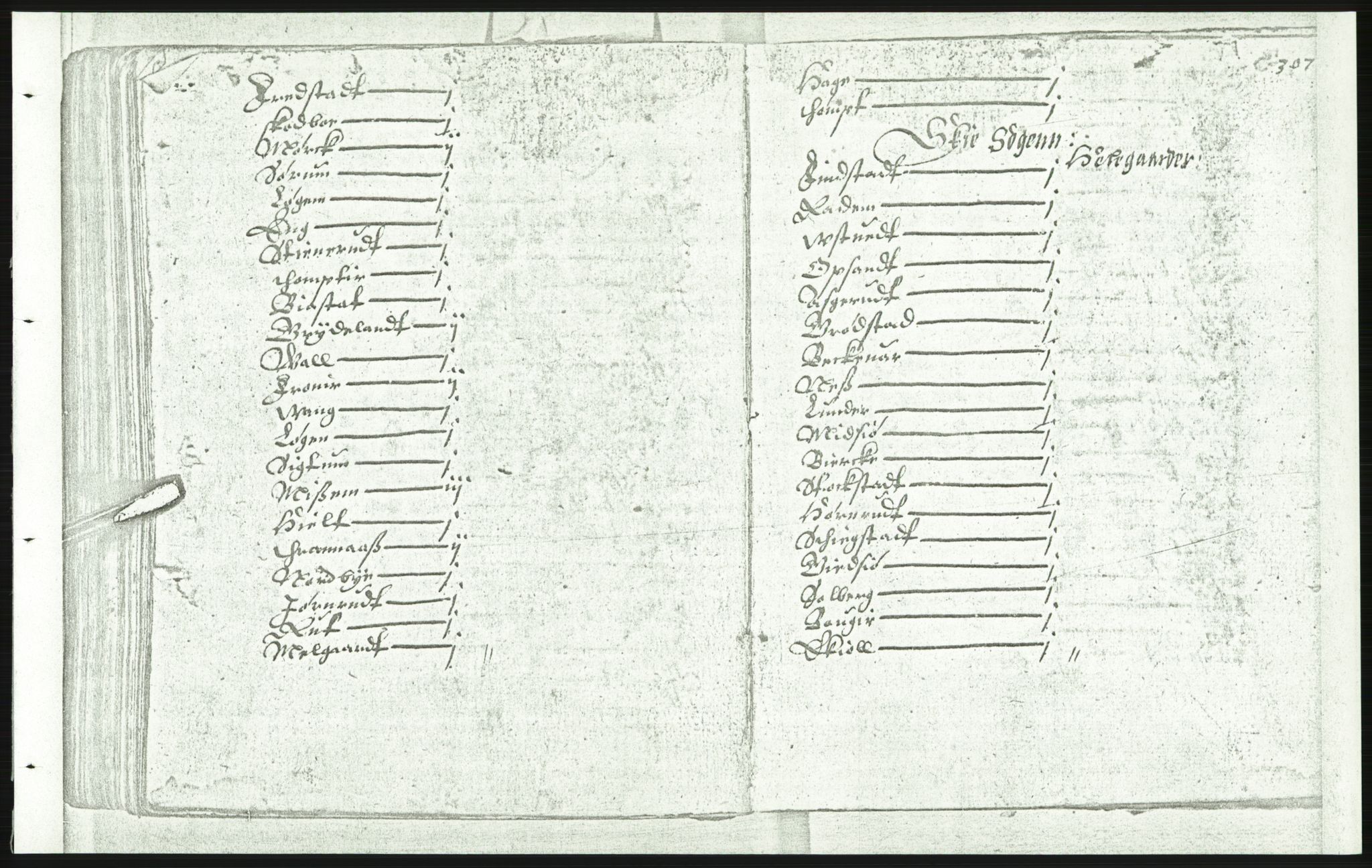 Manuskriptsamlingen, AV/RA-EA-3667/F/L0175d: Kopi av Universitetsbiblioteket, manuskript kvarto nr. 503, Manntall på fulle og halve og ødegårder uti Oslo og Hamar stift anno 1602, IV Nedre Romerike, Midtre og Øvre Borgesyssel, 1602, s. 306b-307a