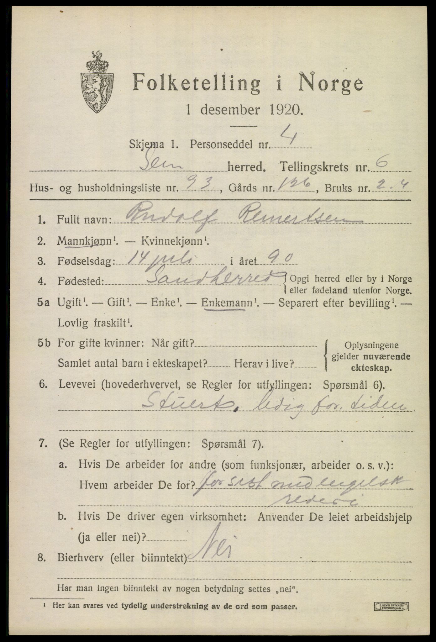 SAKO, Folketelling 1920 for 0721 Sem herred, 1920, s. 10321