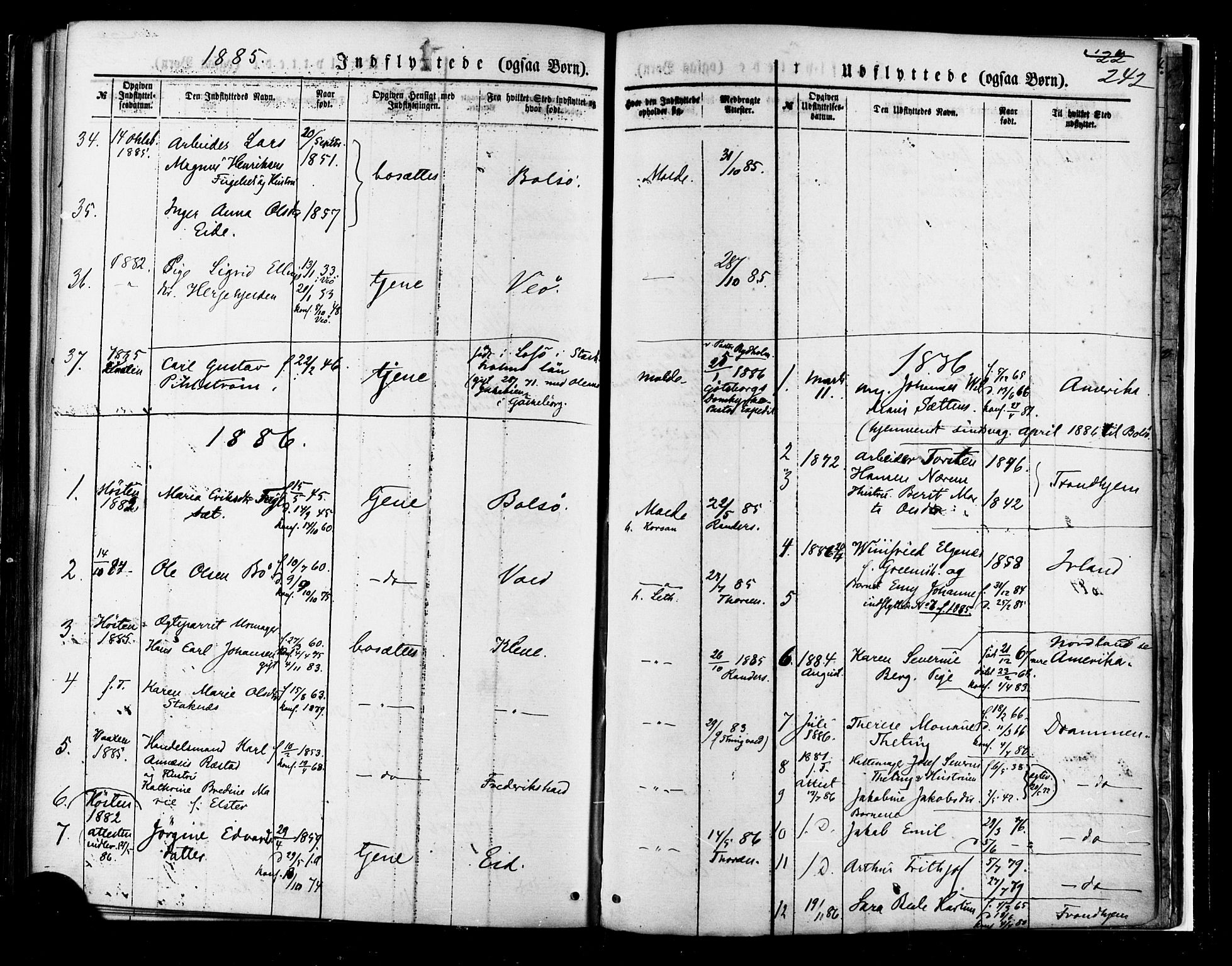 Ministerialprotokoller, klokkerbøker og fødselsregistre - Møre og Romsdal, SAT/A-1454/558/L0691: Ministerialbok nr. 558A05, 1873-1886, s. 242