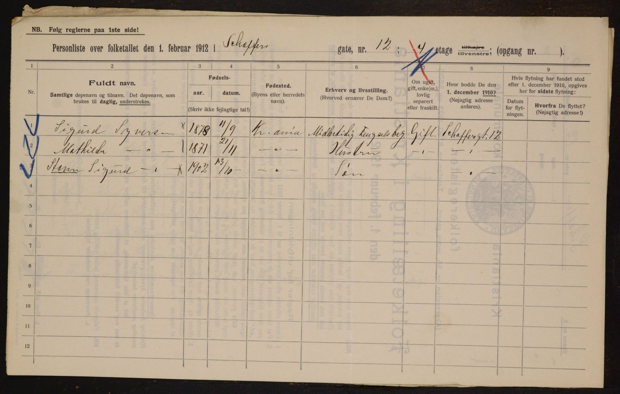 OBA, Kommunal folketelling 1.2.1912 for Kristiania, 1912, s. 93531