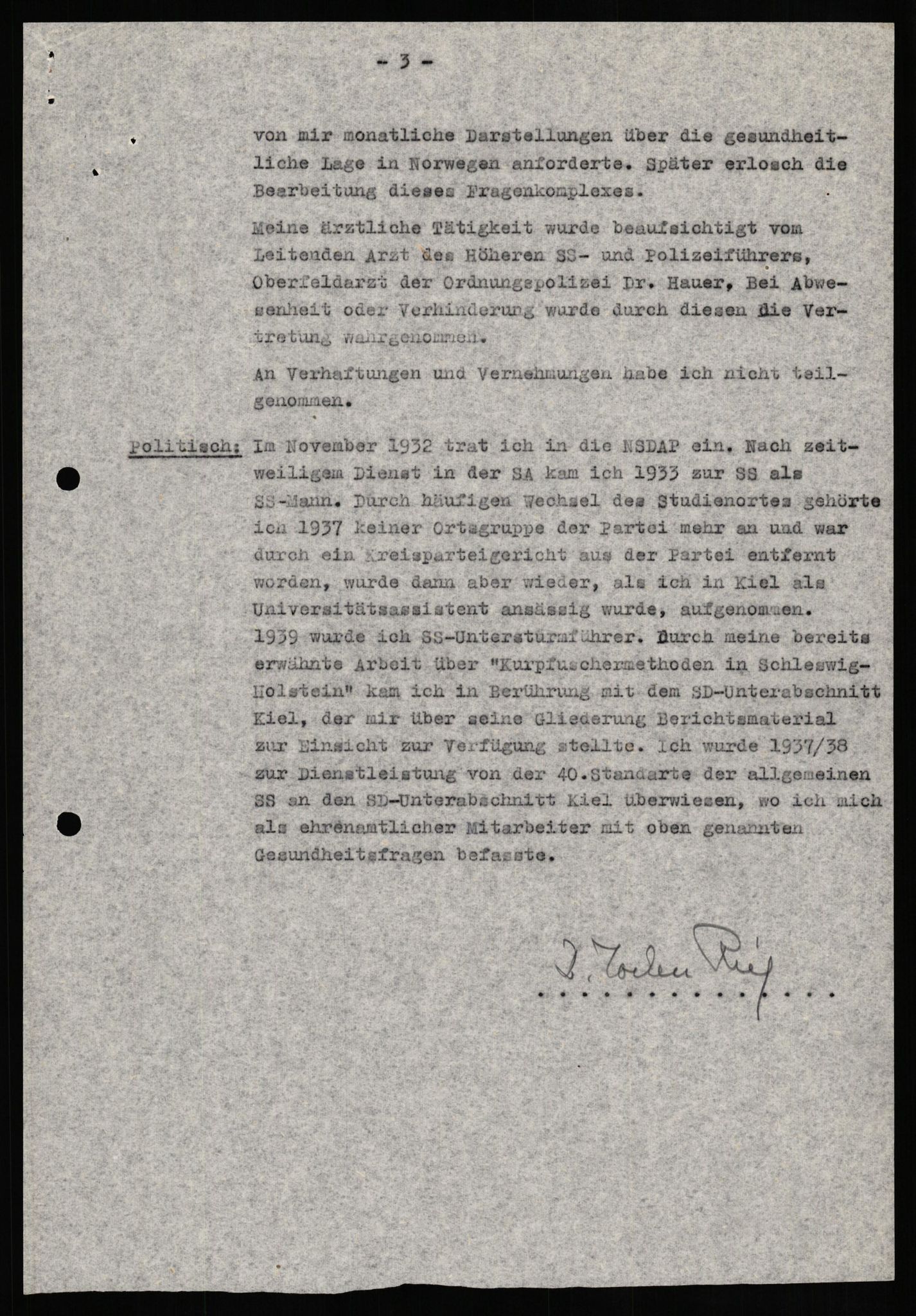 Forsvaret, Forsvarets overkommando II, RA/RAFA-3915/D/Db/L0027: CI Questionaires. Tyske okkupasjonsstyrker i Norge. Tyskere., 1945-1946, s. 416