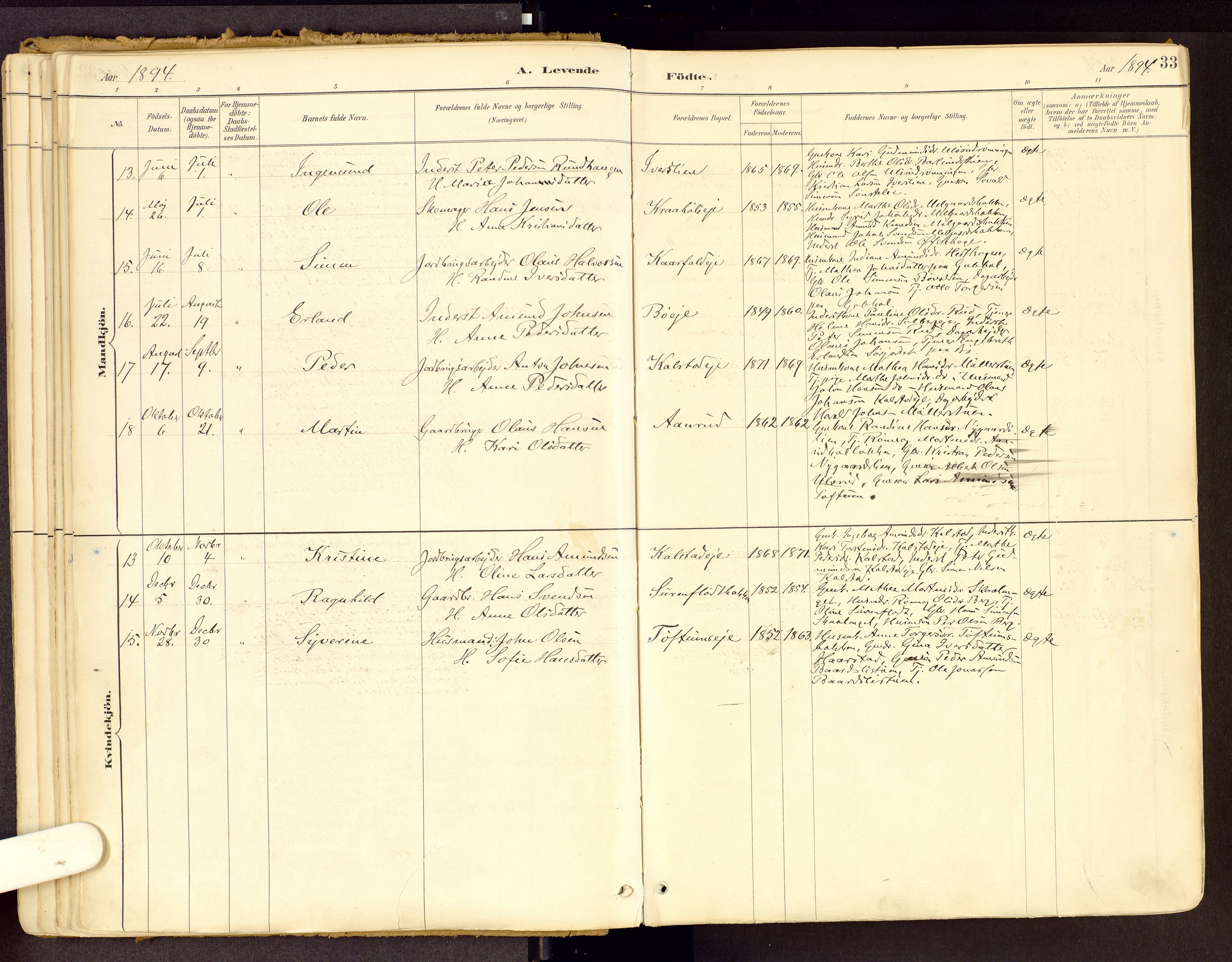 Vestre Gausdal prestekontor, AV/SAH-PREST-094/H/Ha/Haa/L0001: Ministerialbok nr. 1, 1887-1914, s. 33